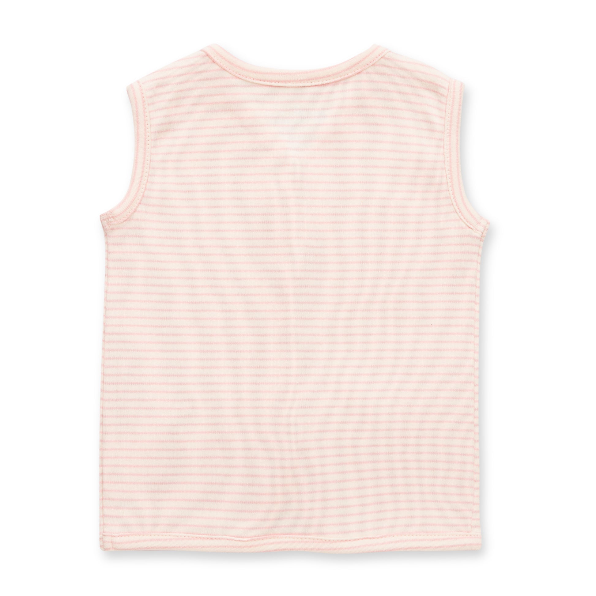 "Baby Sleeveless Cotton Vest & Shorts Set – Pastel Pink Striped"
