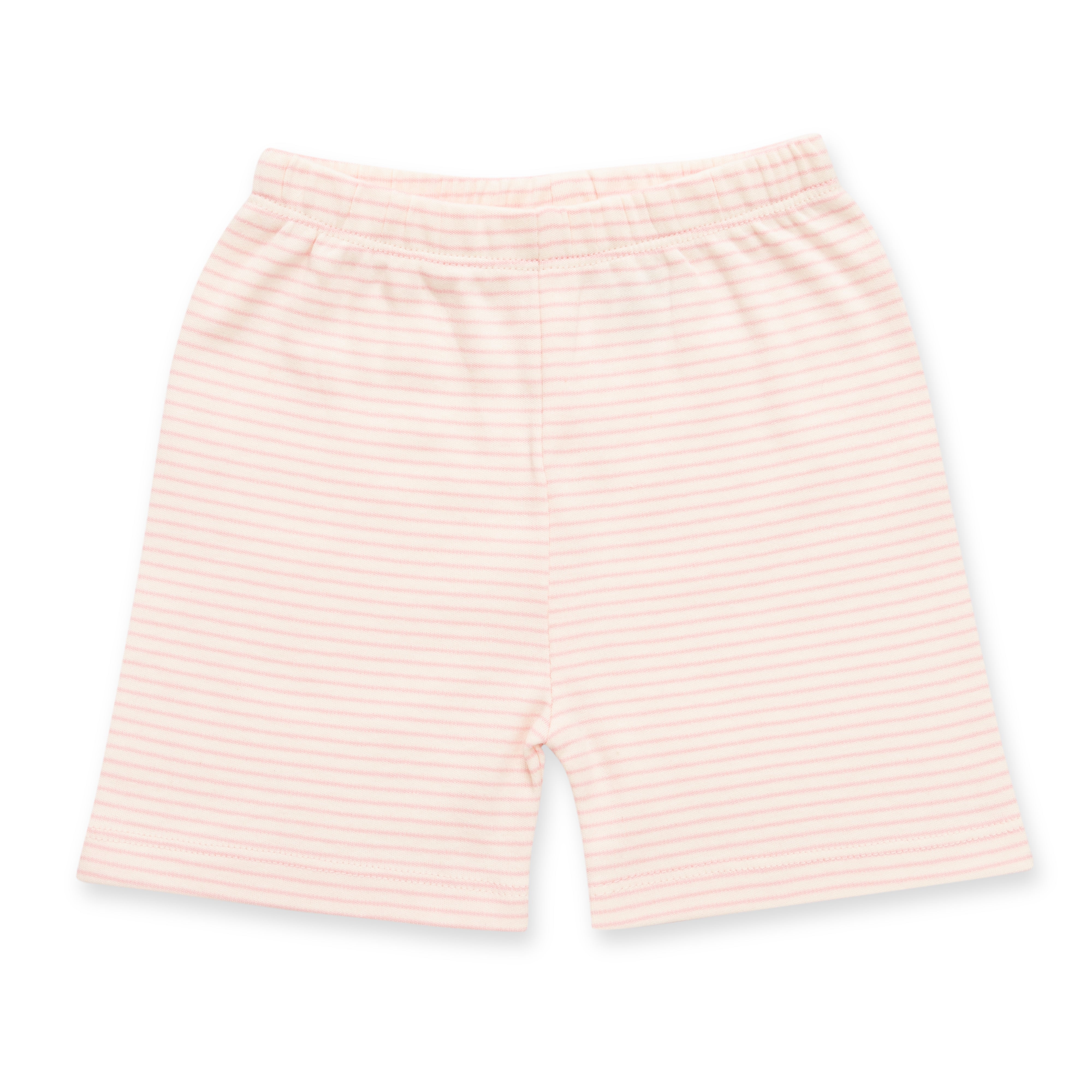 "Baby Sleeveless Cotton Vest & Shorts Set – Pastel Pink Striped"