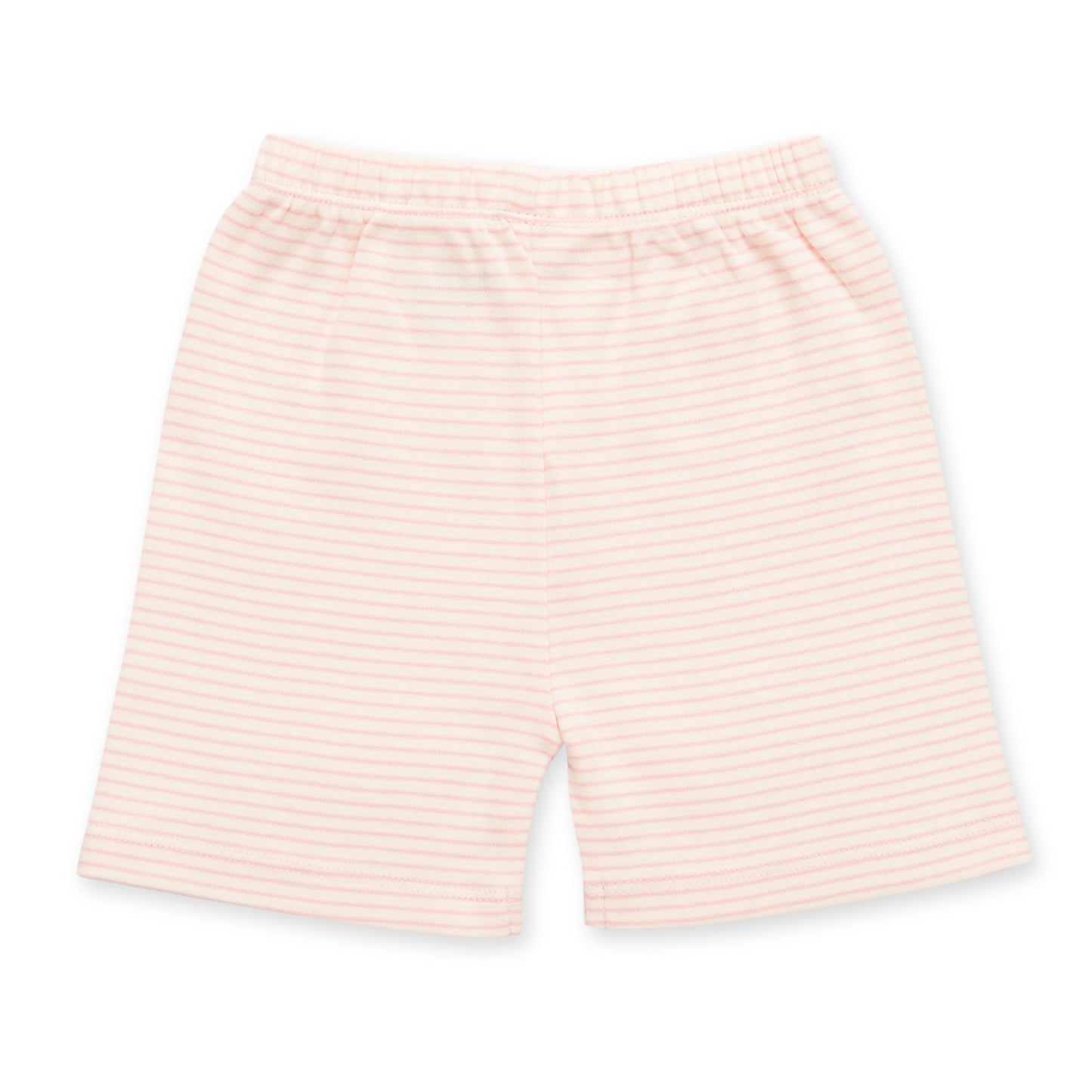 "Baby Sleeveless Cotton Vest & Shorts Set – Pastel Pink Striped"