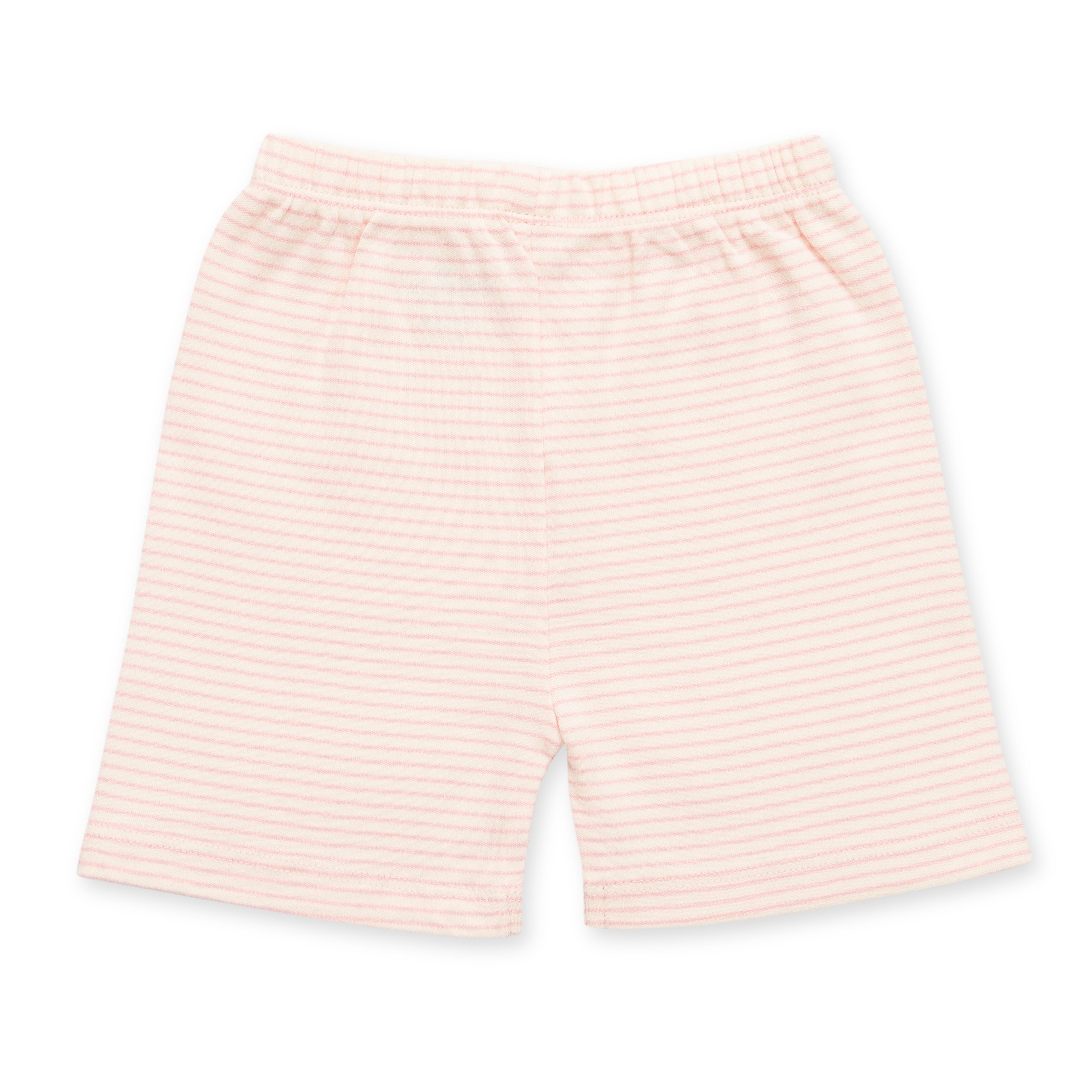"Baby Sleeveless Cotton Vest & Shorts Set – Pastel Pink Striped"