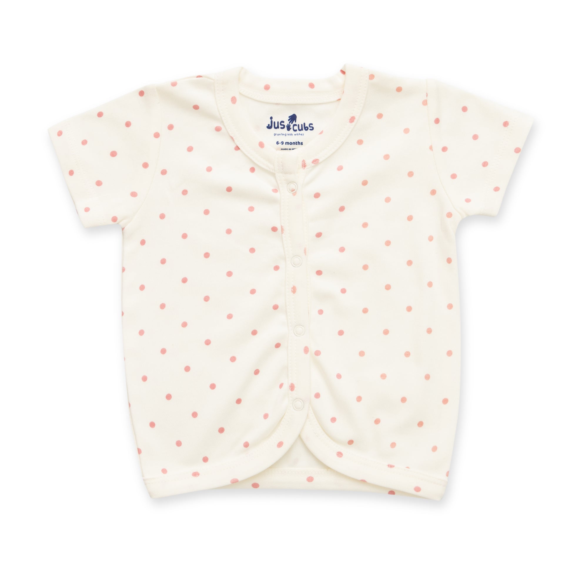 Baby Cotton Short Sleeve Top & Shorts Set – Pink Polka Dot Print"