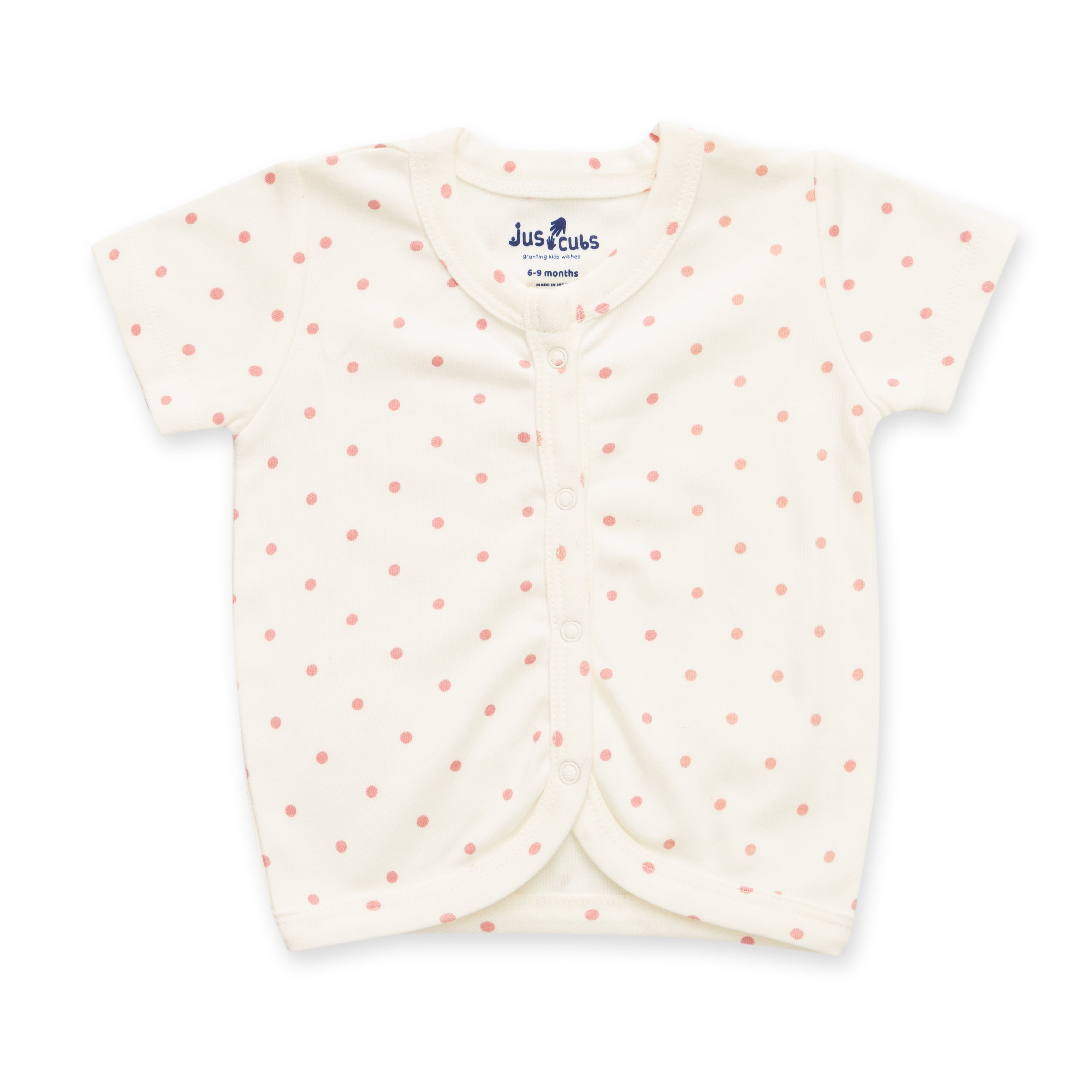 Baby Cotton Short Sleeve Top & Shorts Set – Pink Polka Dot Print"