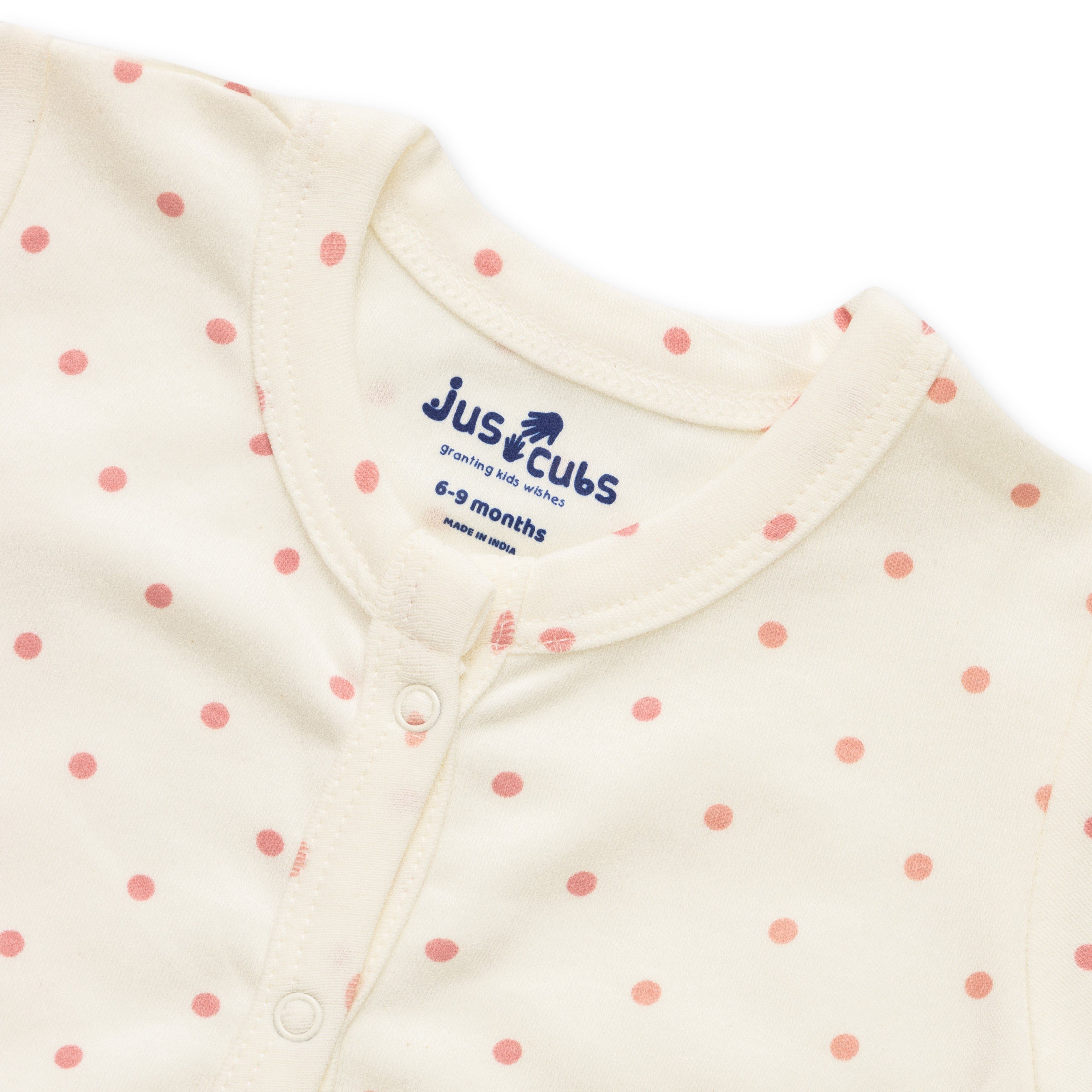 Baby Cotton Short Sleeve Top & Shorts Set – Pink Polka Dot Print"