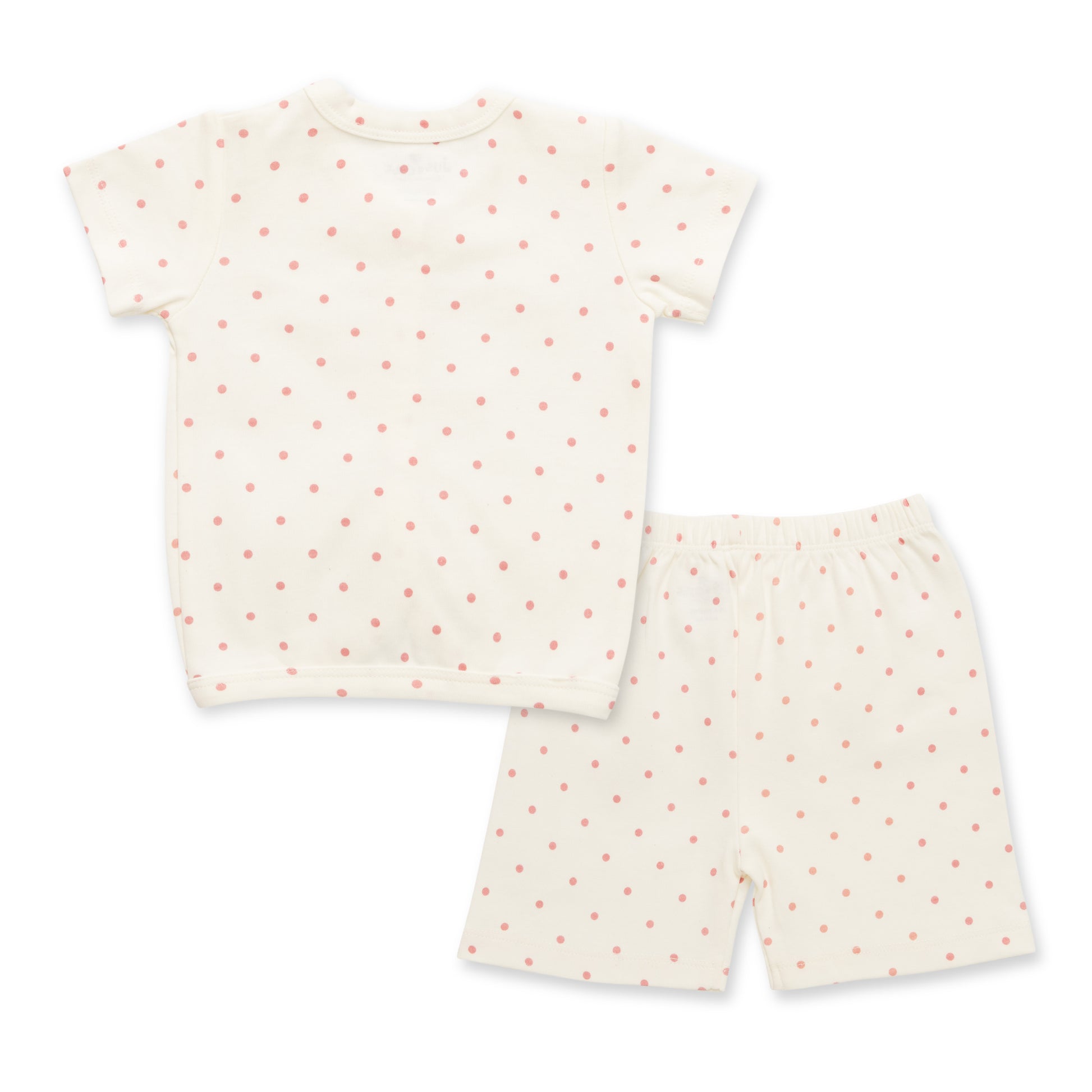 Baby Cotton Short Sleeve Top & Shorts Set – Pink Polka Dot Print"