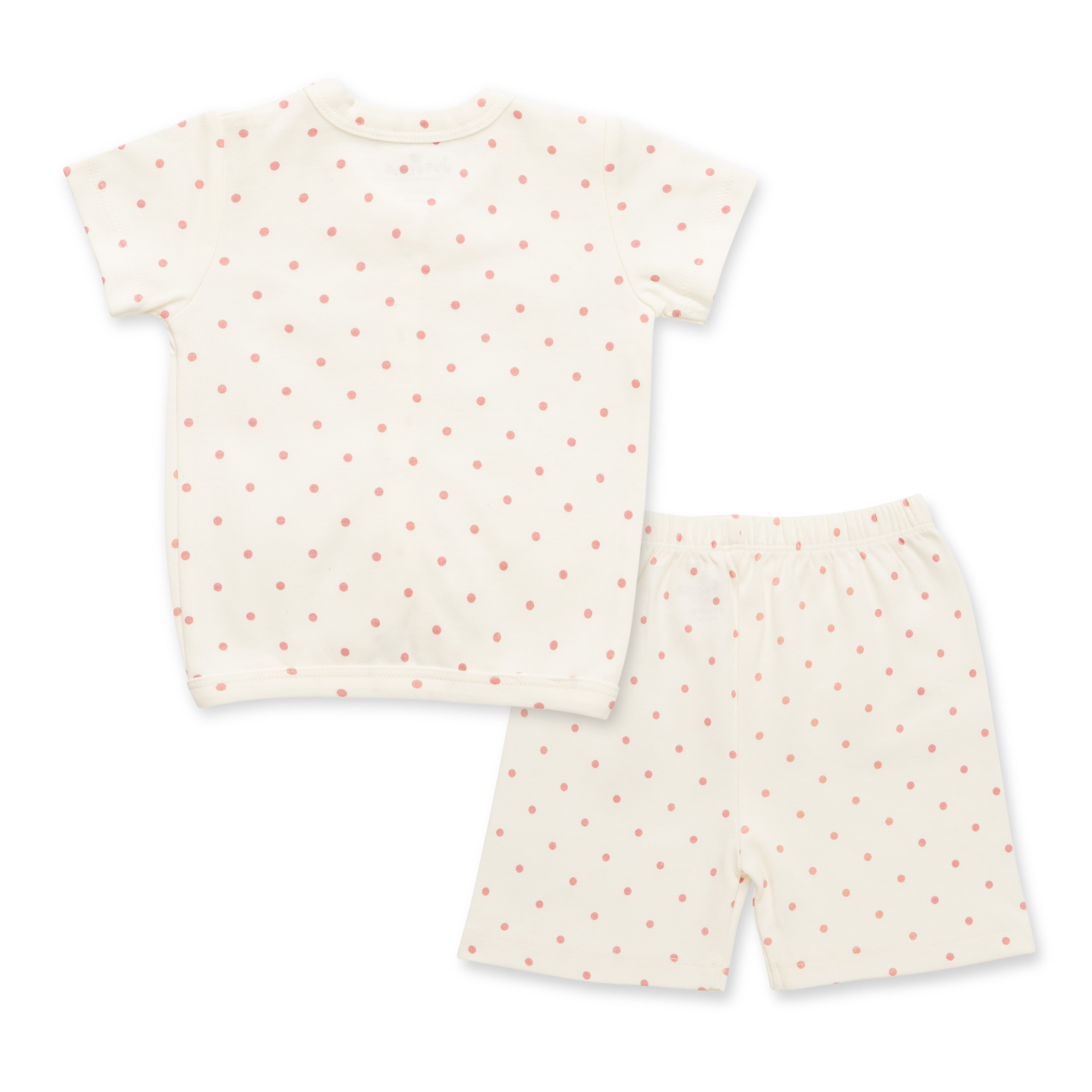 Baby Cotton Short Sleeve Top & Shorts Set – Pink Polka Dot Print"