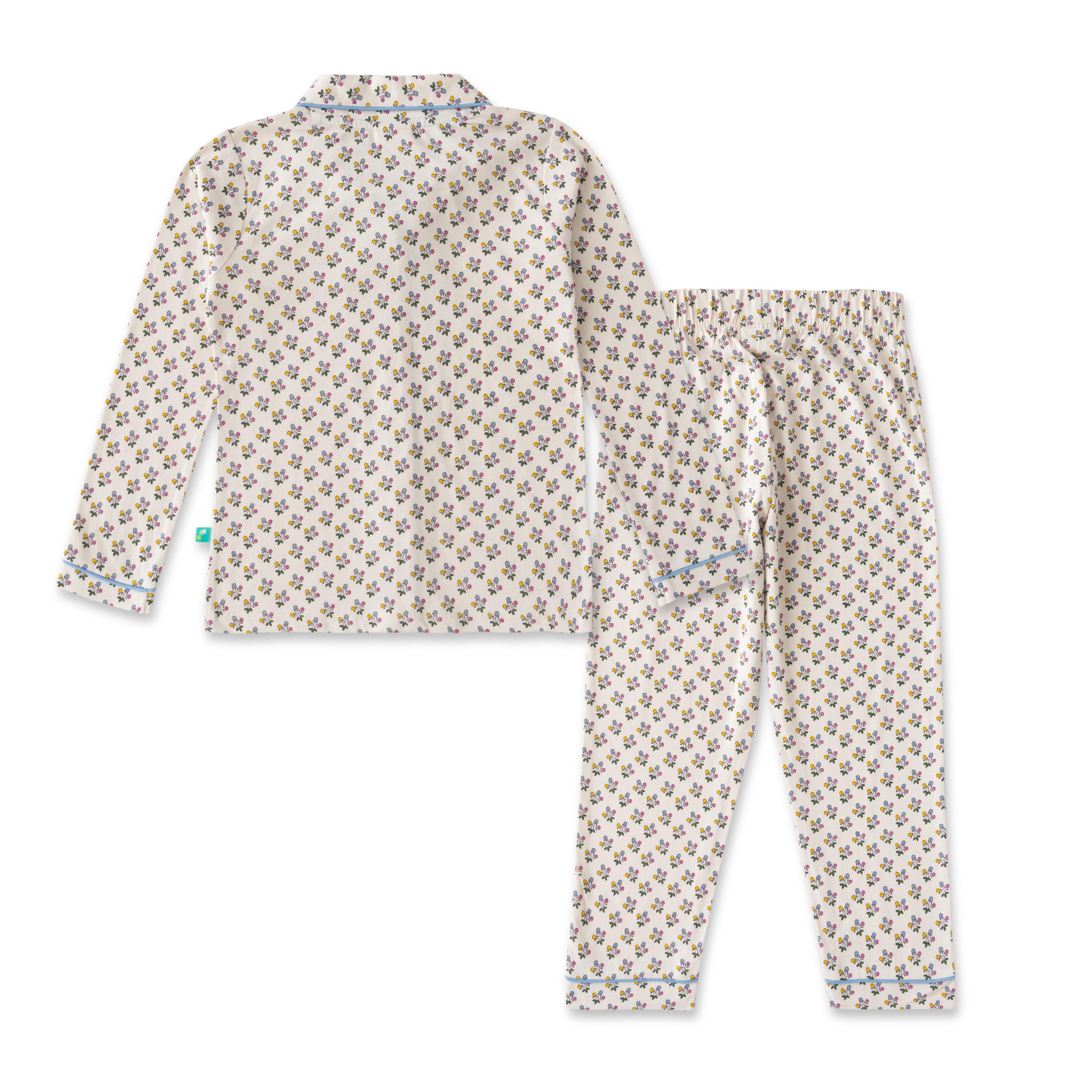 Girls' Floral Cotton Pajama Set – Long Sleeve & Full-Length Pants, Soft & Cozy Sleepwear