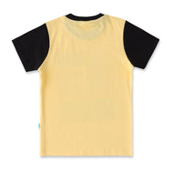 Boys' Dinosaur Fossil Graphic T-Shirt - Yellow & Black Sleeves