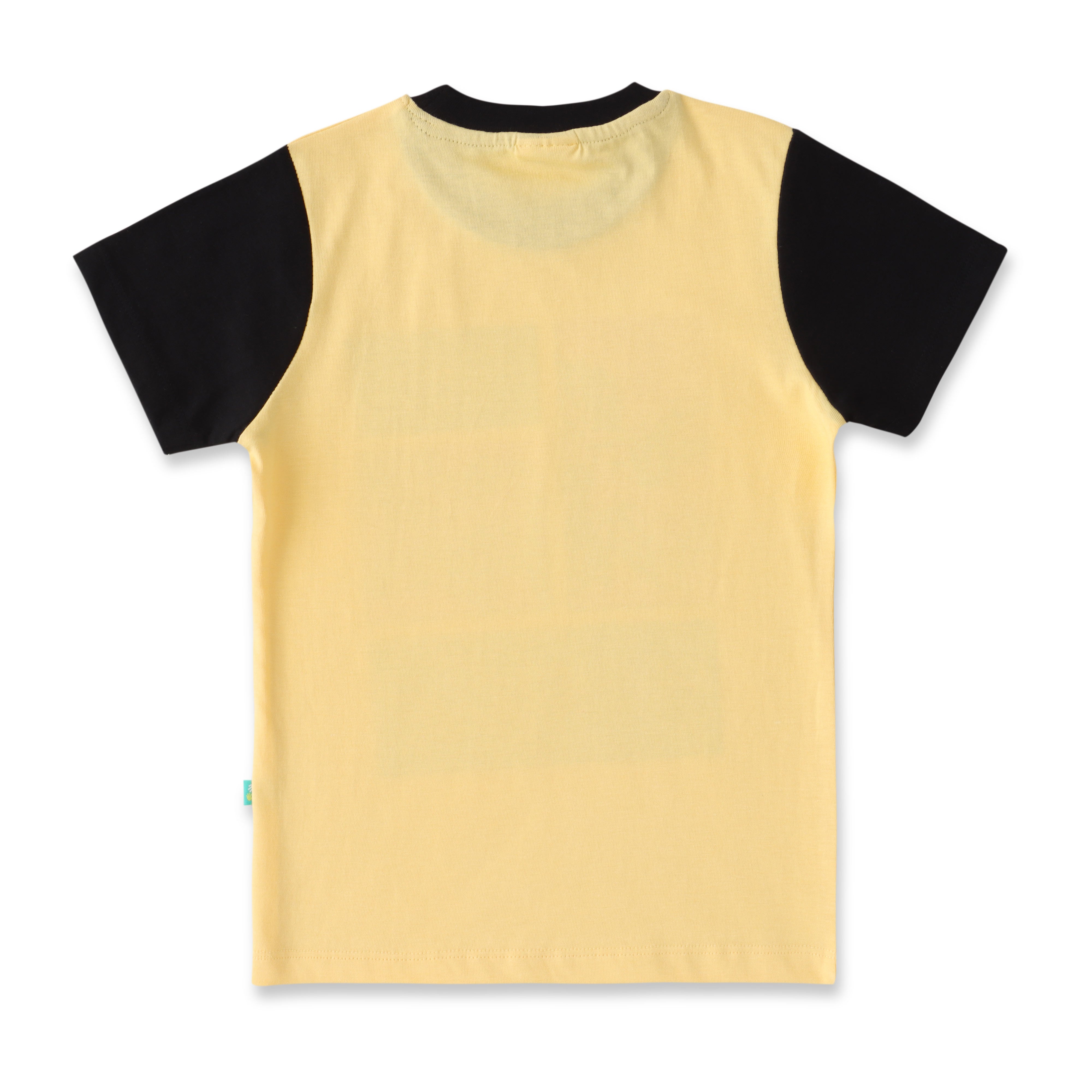 Boys' Dinosaur Fossil Graphic T-Shirt - Yellow & Black Sleeves