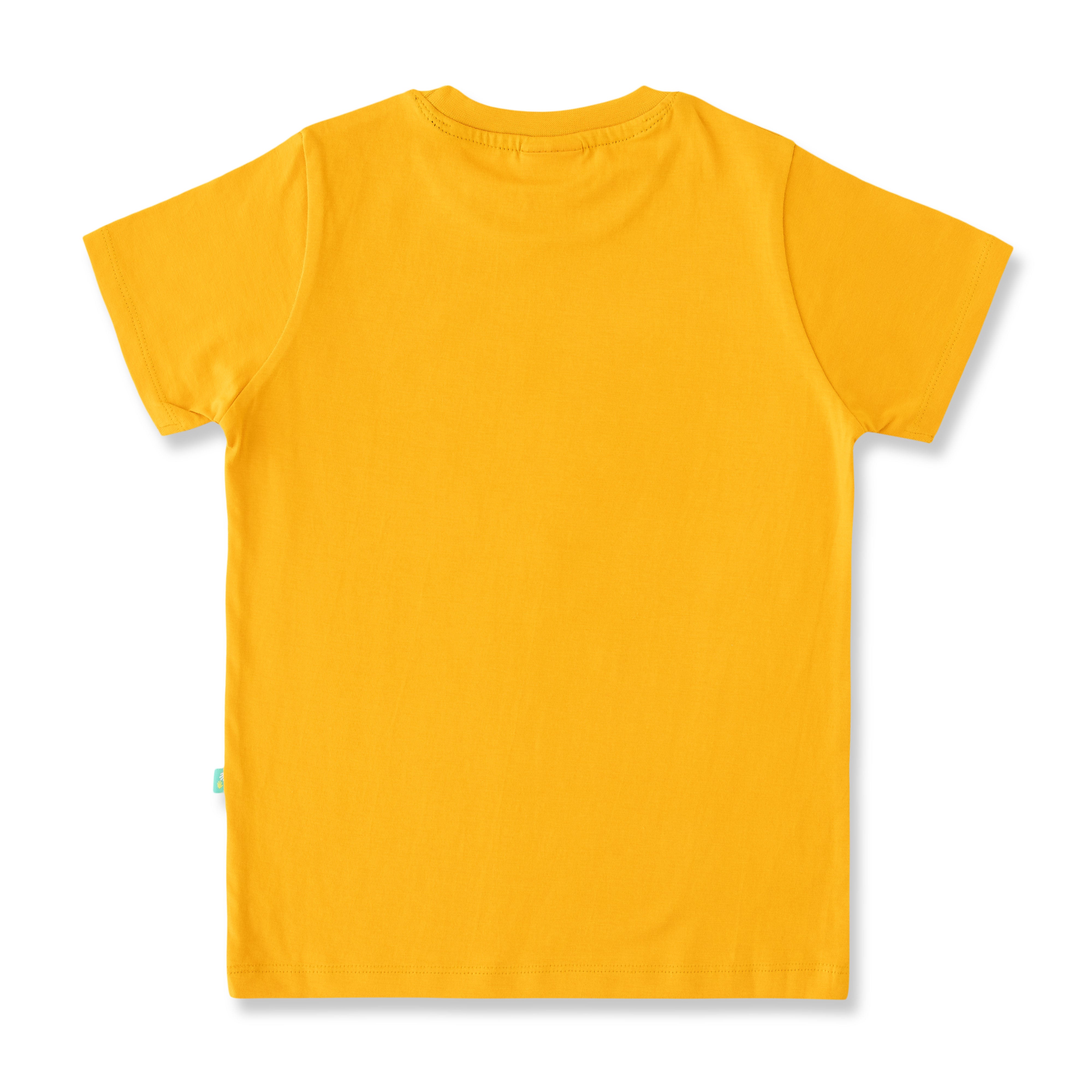"Boys Yellow Racing Champion T-Shirt - Trophy & Checkered Flag Design"