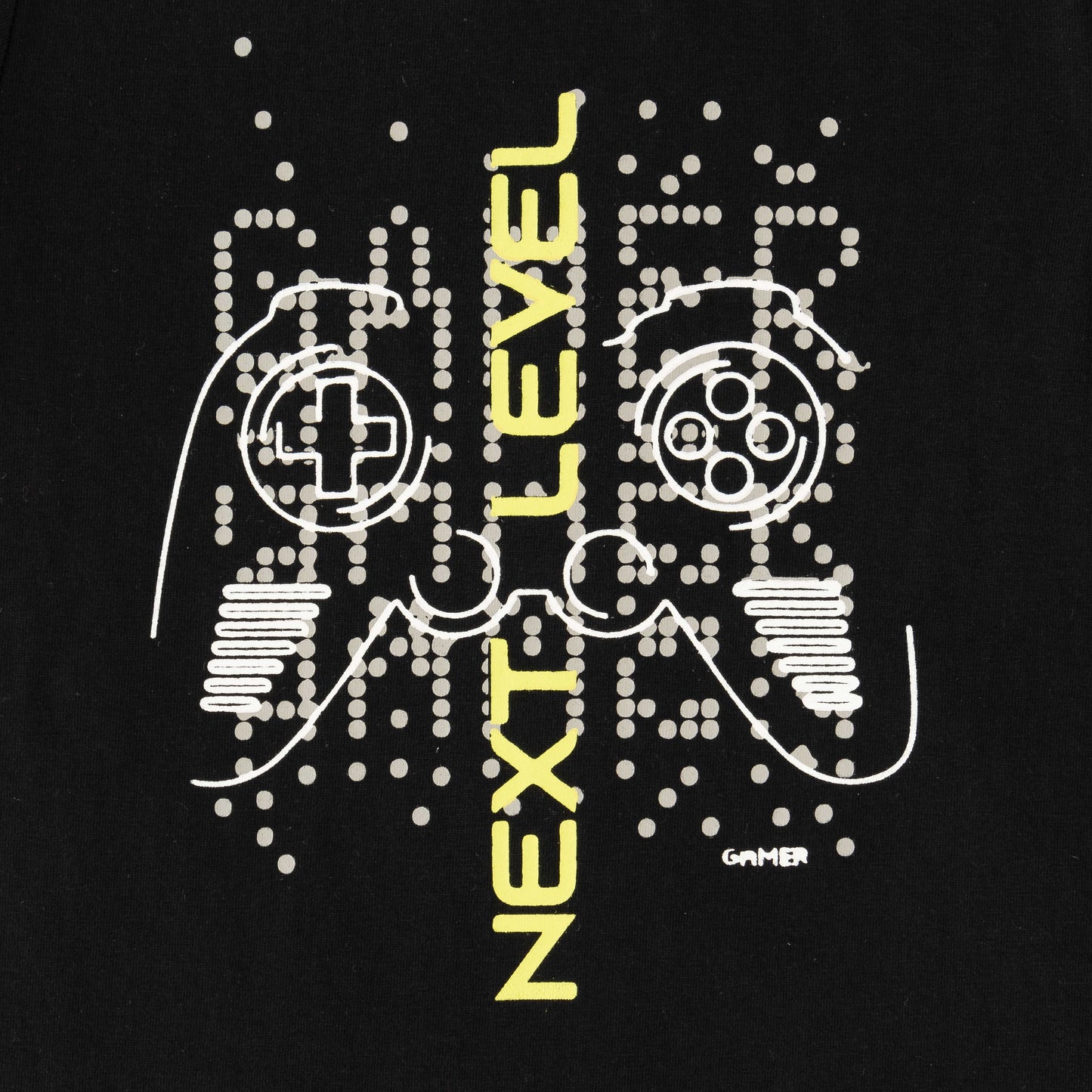 "Boys Black Gamer Graphic T-Shirt - 'Next Level' Console Design"