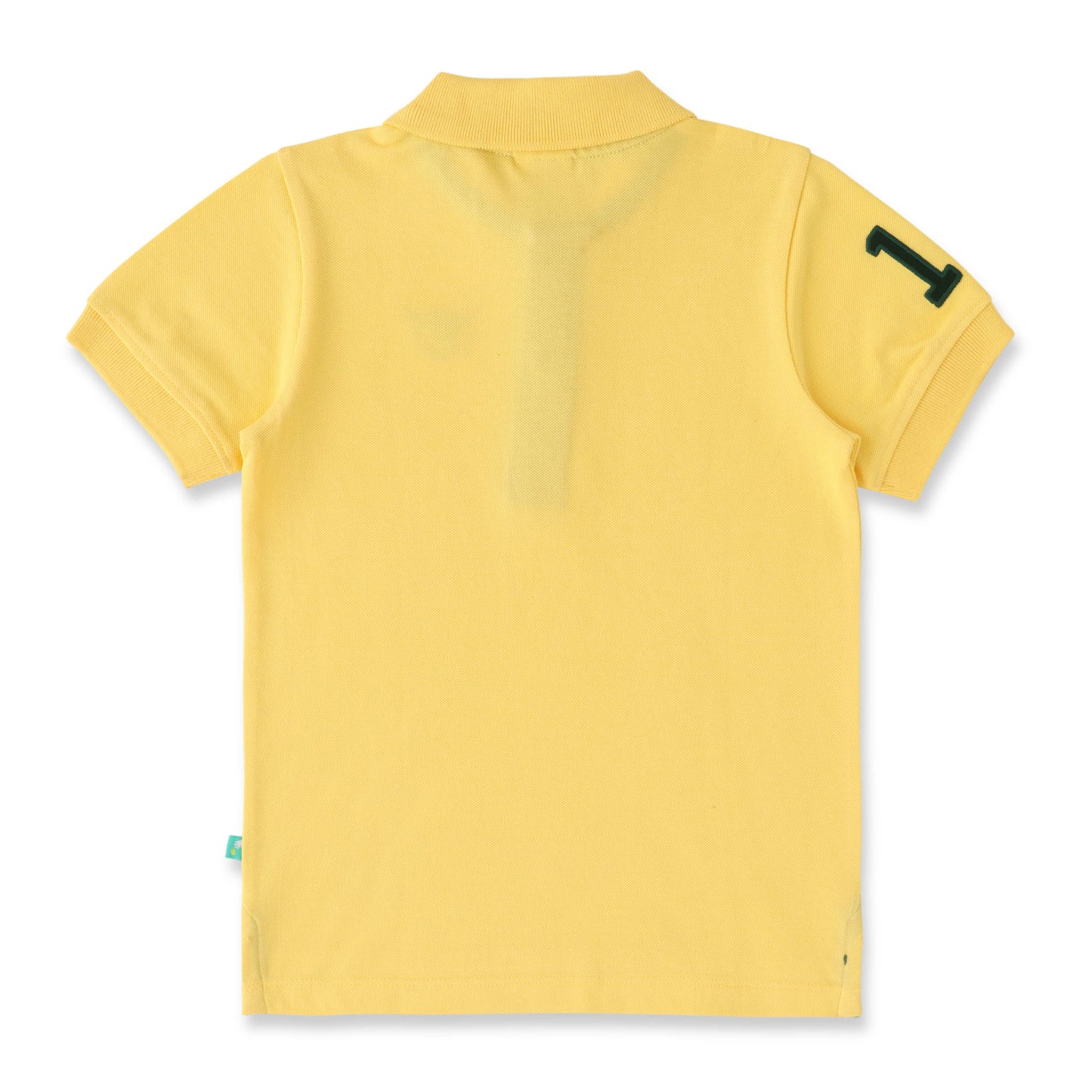 Boys' Yellow Polo T-Shirt with Embroidered Logo & Sleeve Number Detail