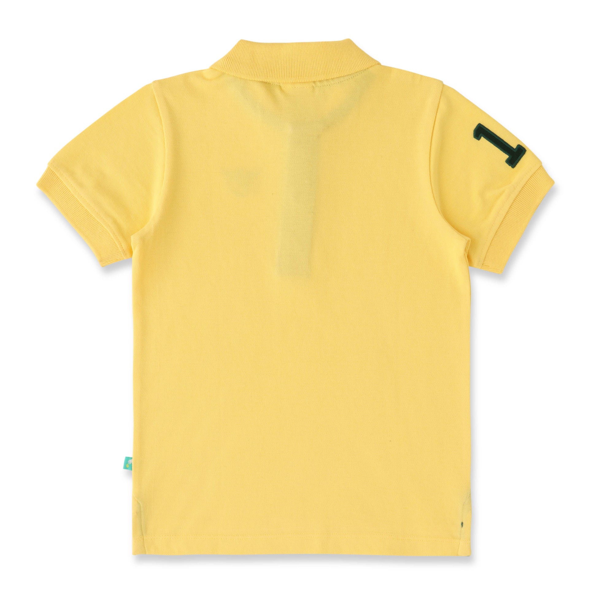 Boys' Yellow Polo T-Shirt with Embroidered Logo & Sleeve Number Detail