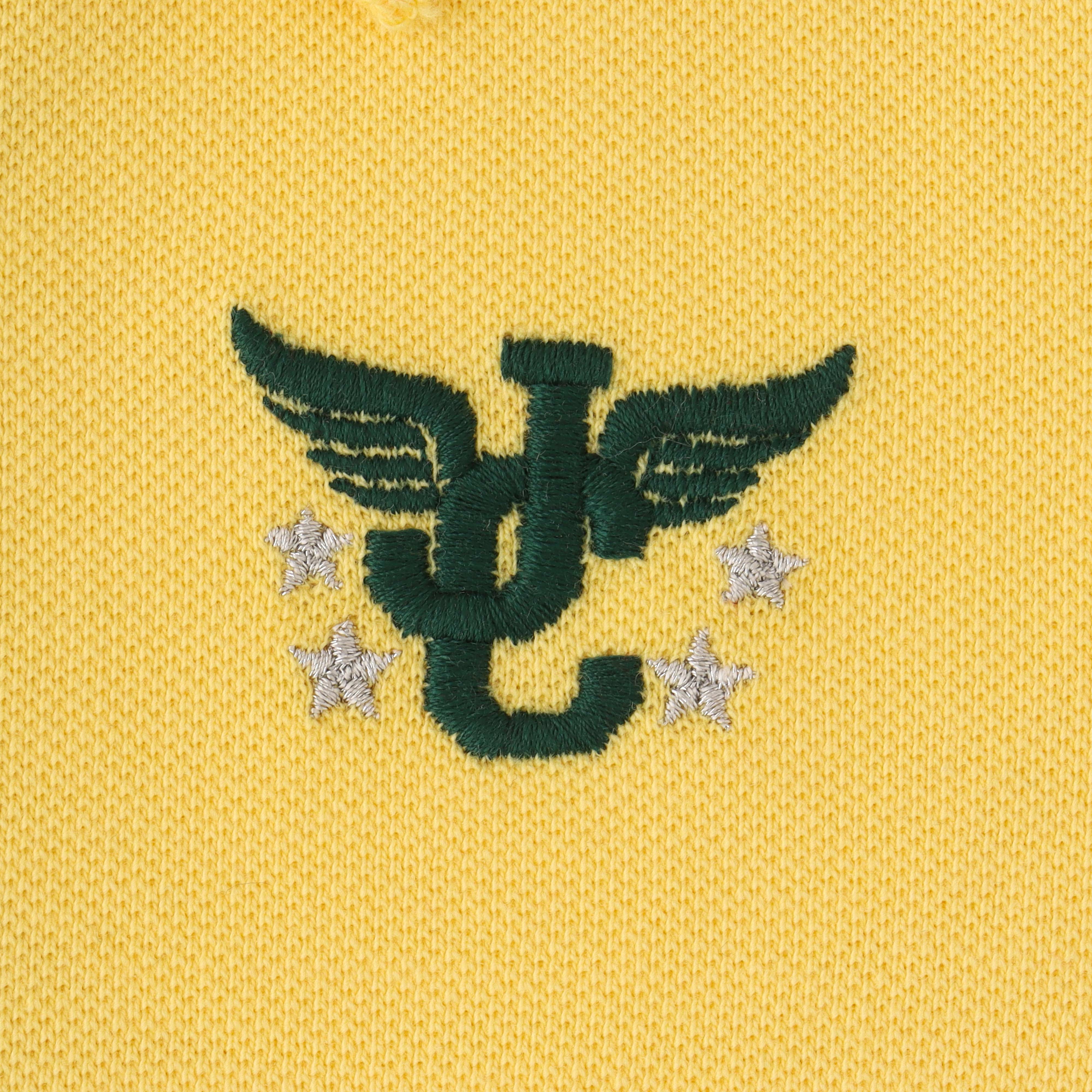 Boys' Yellow Polo T-Shirt with Embroidered Logo & Sleeve Number Detail