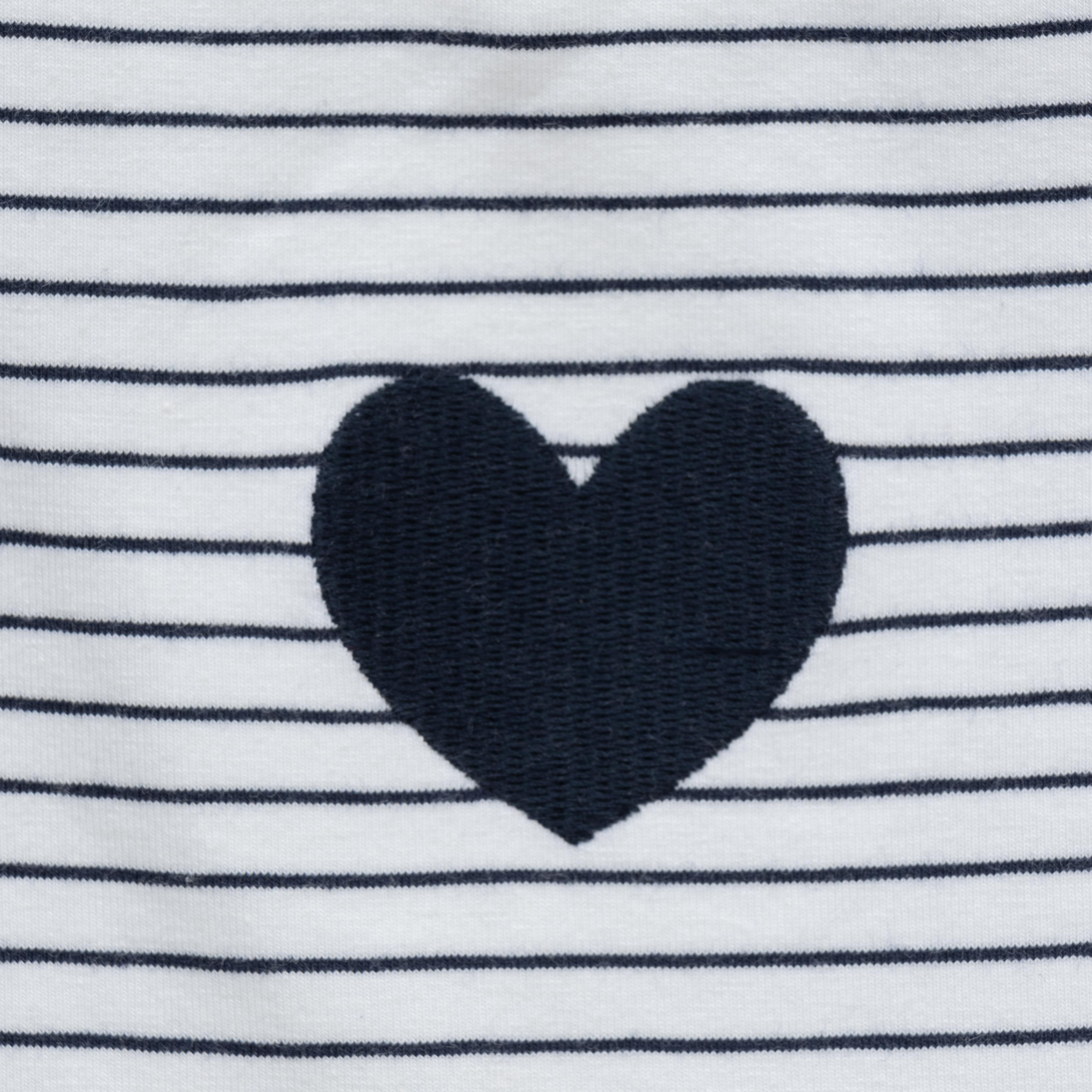 Girls' Striped Sleeveless Dress with Heart Appliqué and Ruffle Detail