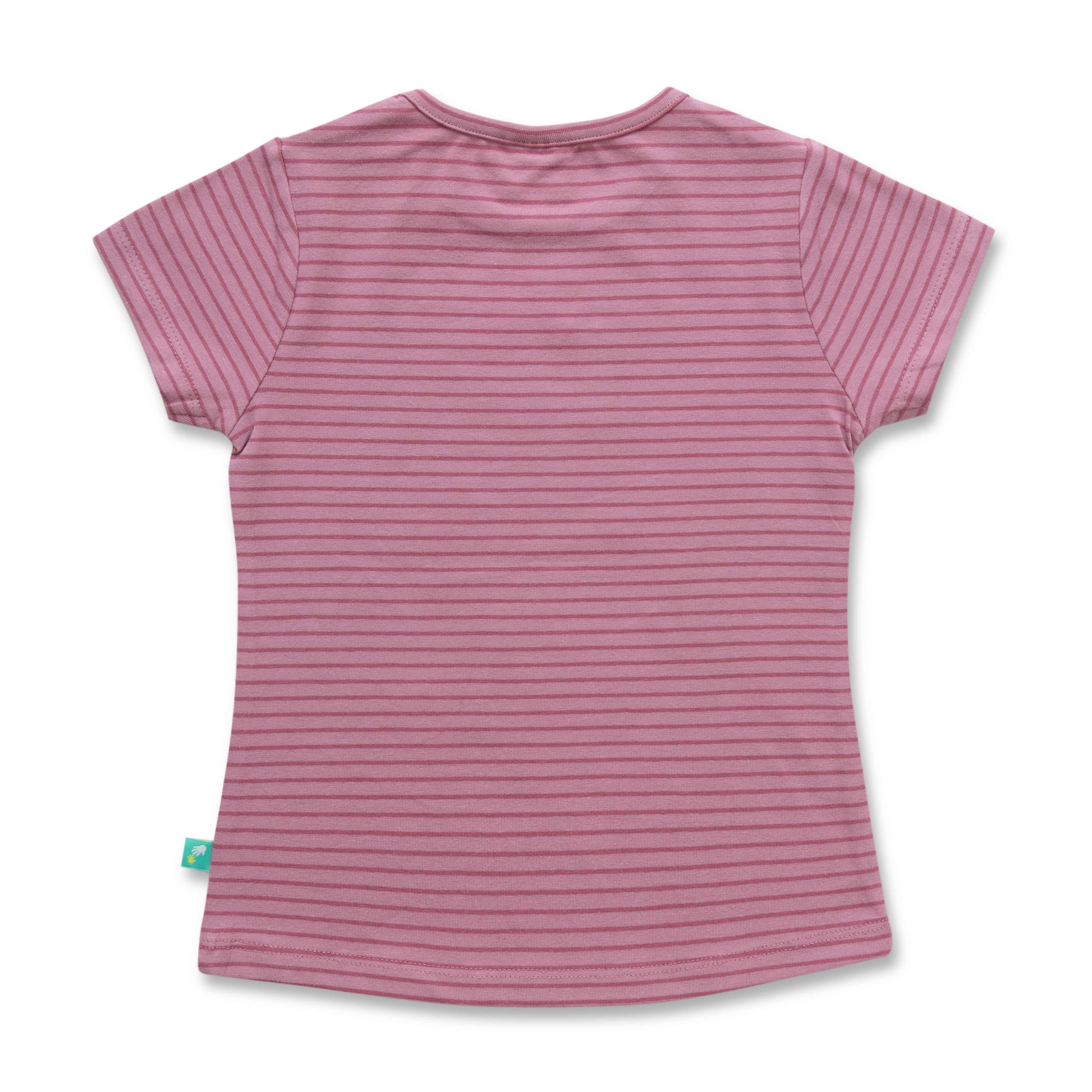 "Girls Pink Striped Butterfly T-Shirt - Short Sleeve Casual Wear"