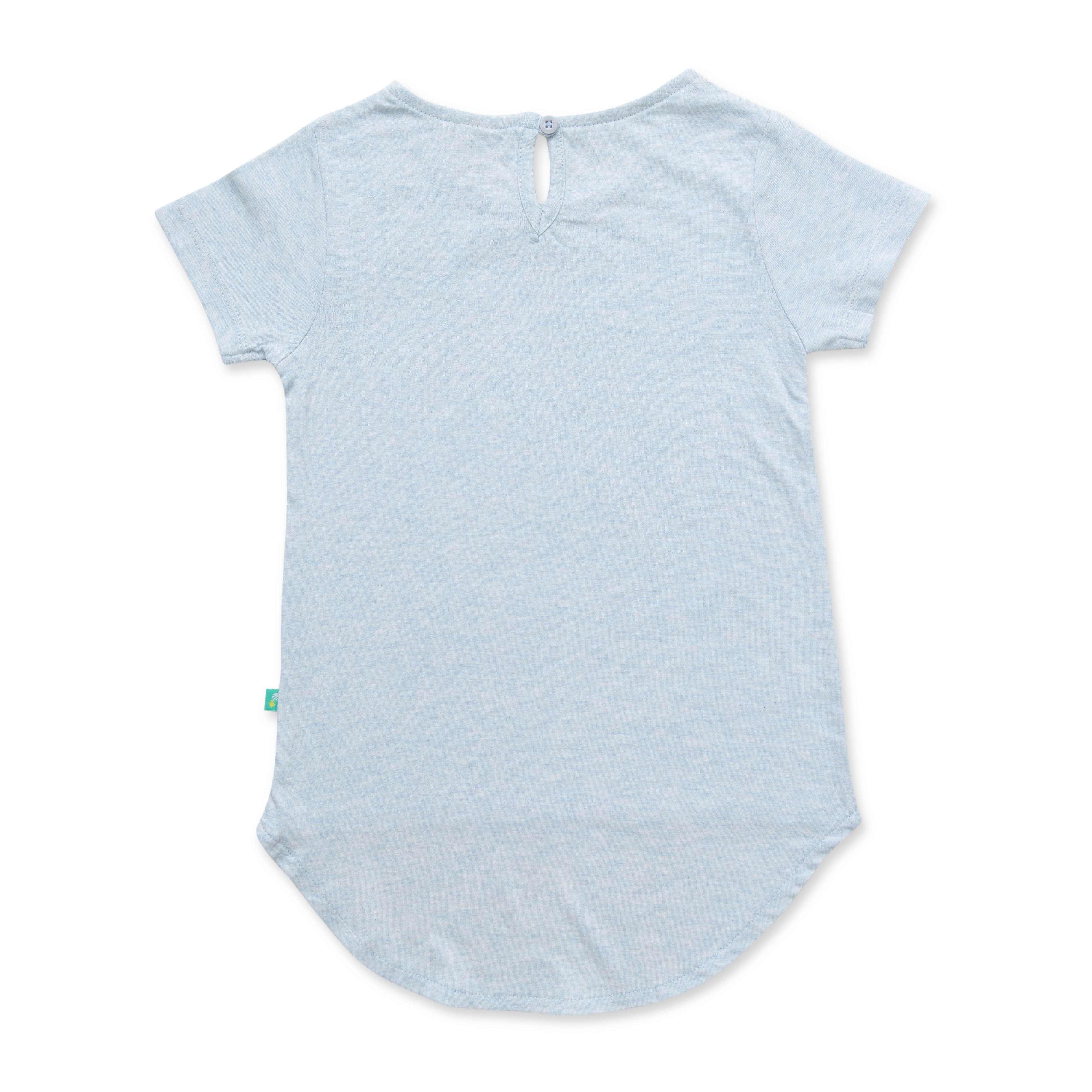 "Girls Light Blue Unicorn T-Shirt - 'Believe in Unicorns' Glitter Graphic"