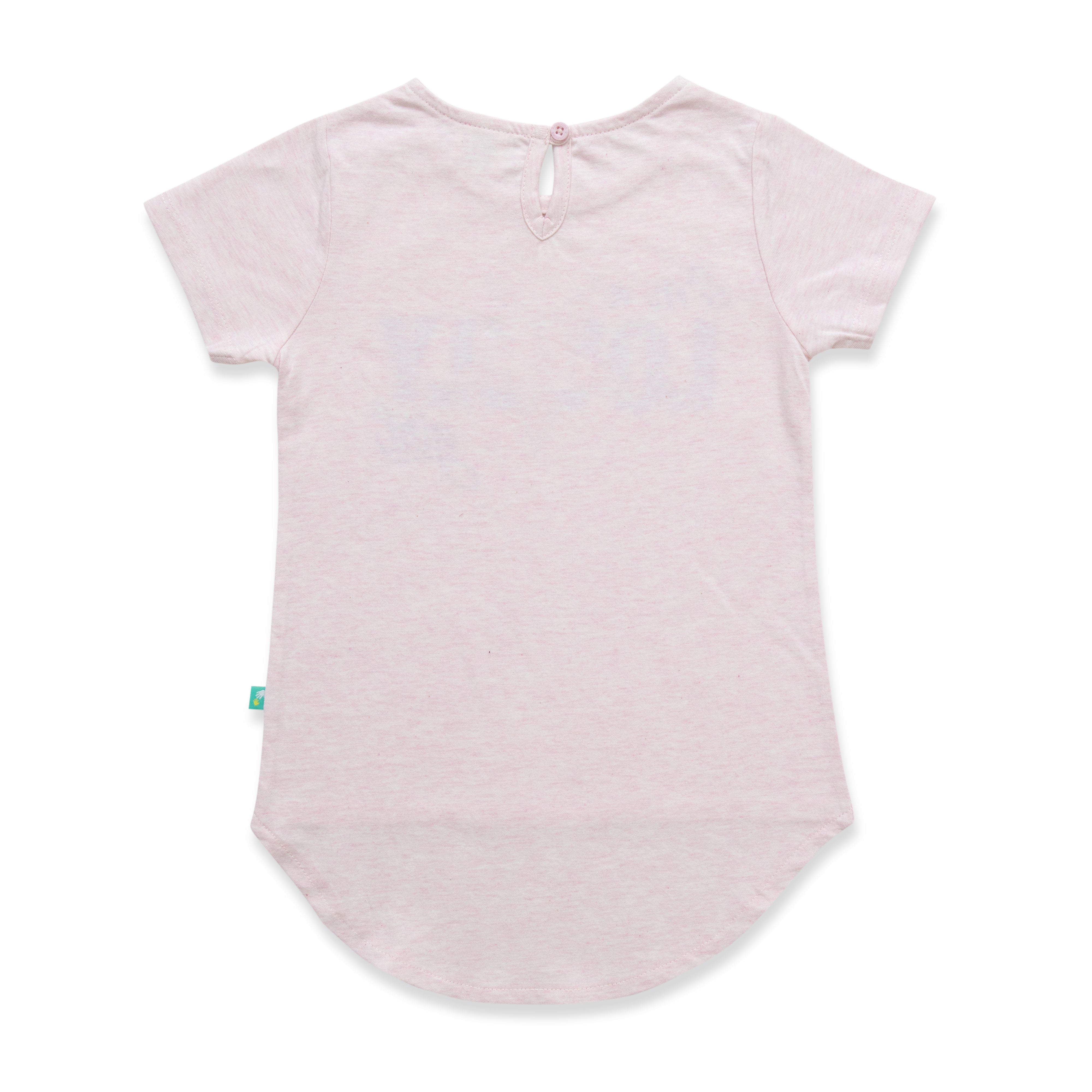 "Pink Lovely Girl T-Shirt - Star Graphic & High-Low Hem Design"