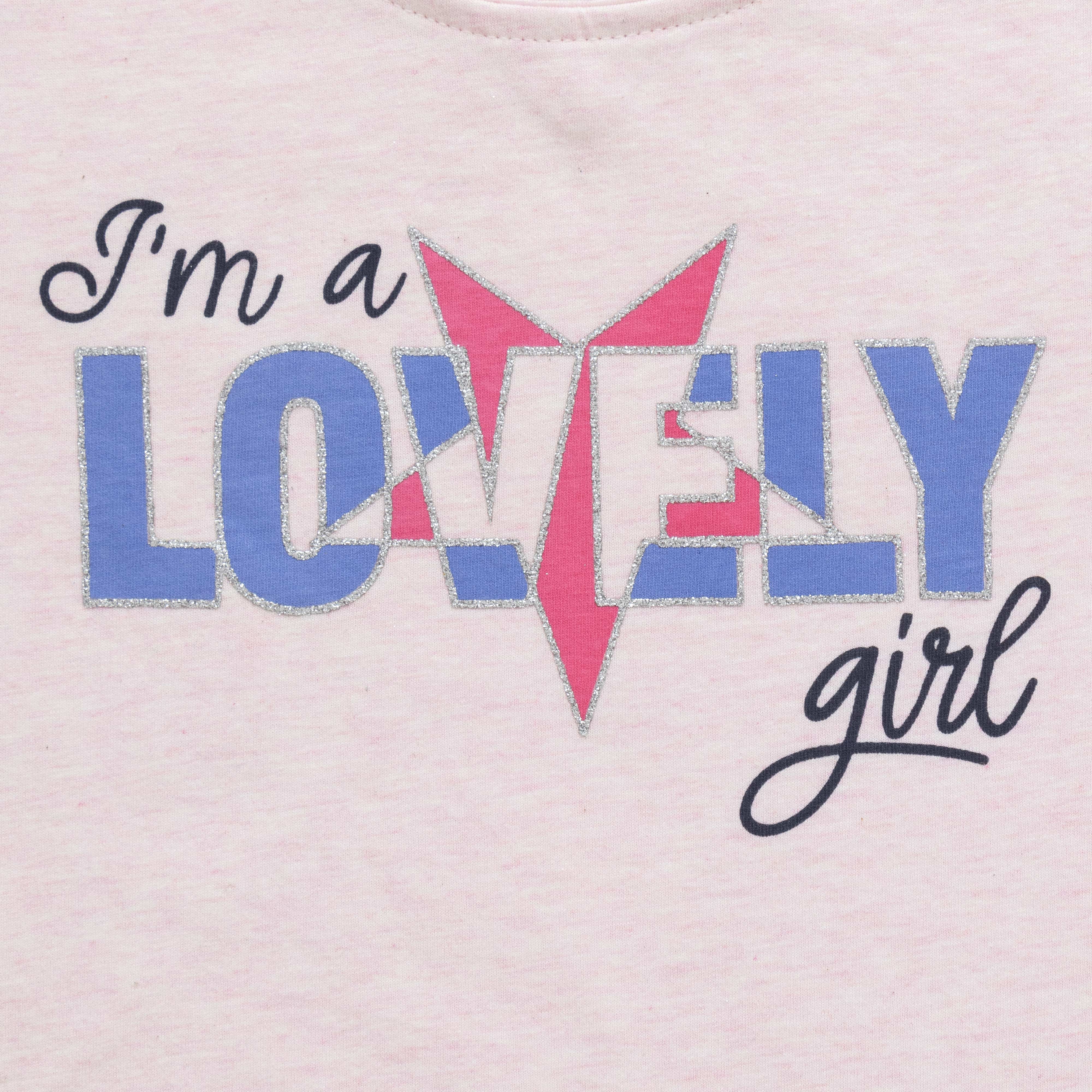 "Pink Lovely Girl T-Shirt - Star Graphic & High-Low Hem Design"