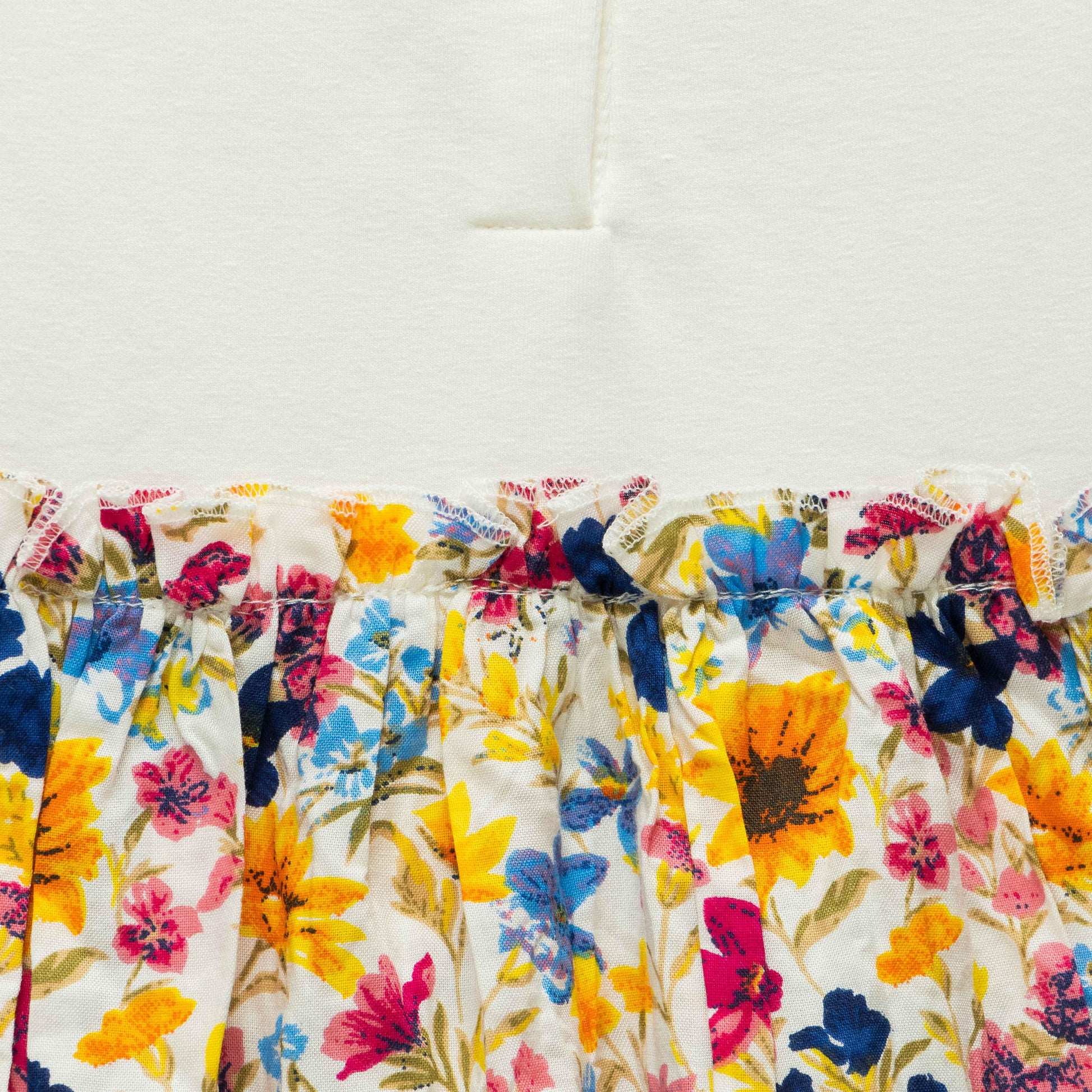 "Baby Girls' White Long Sleeve Dress with Colorful Floral Skirt – Love the Sunshine Print"