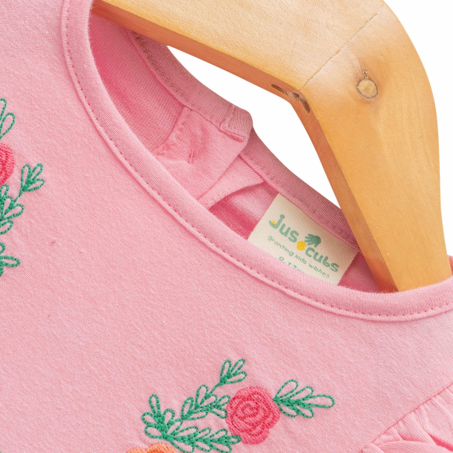 Baby Girls Flowers Embroidery Full Sleeve Fit & Flare Dress - Juscubs