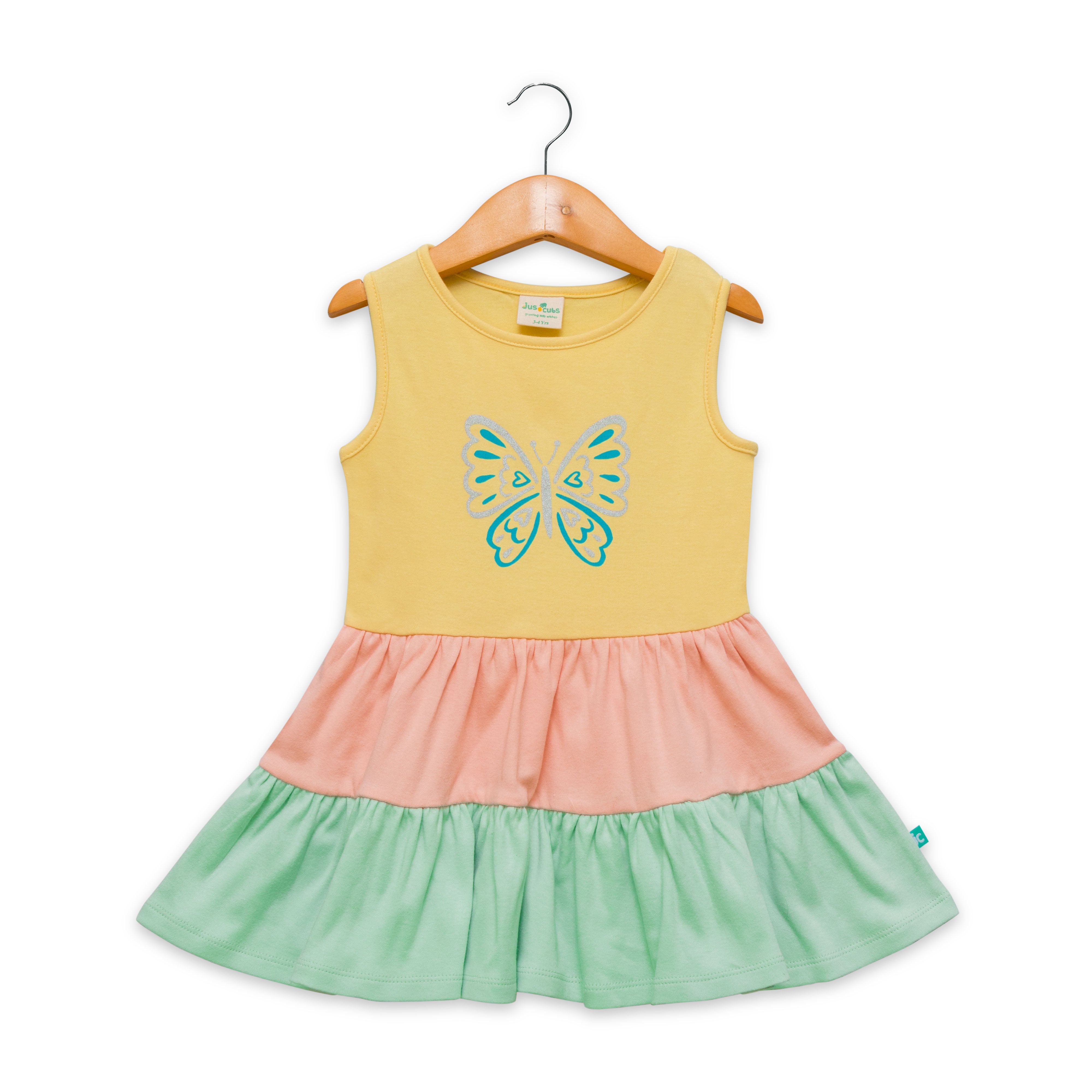 Baby Girls Colourblocked Cotton Fit & Flare Dress