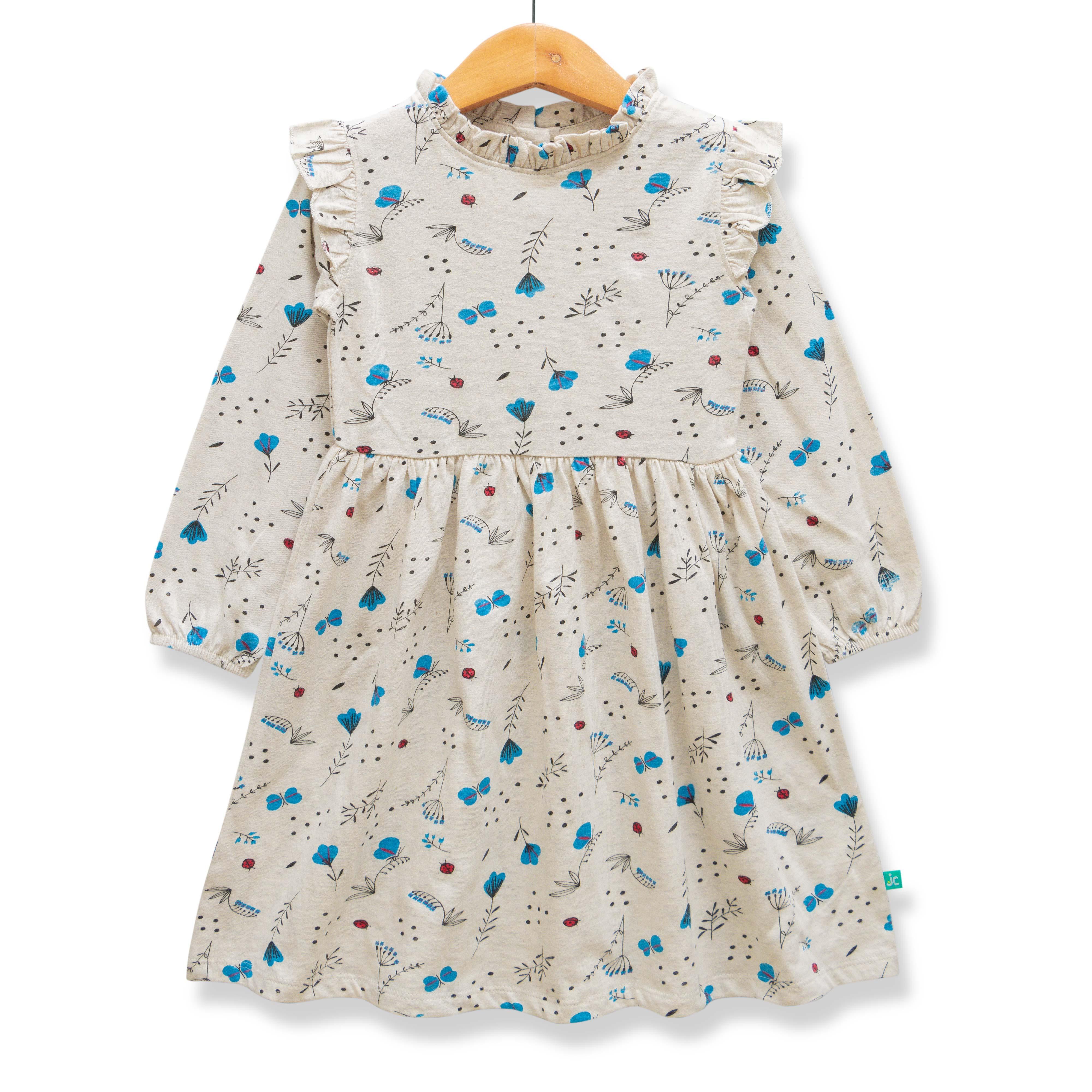 Baby Girls All Over Printed Knee Length Fit & Flare Dress - Juscubs
