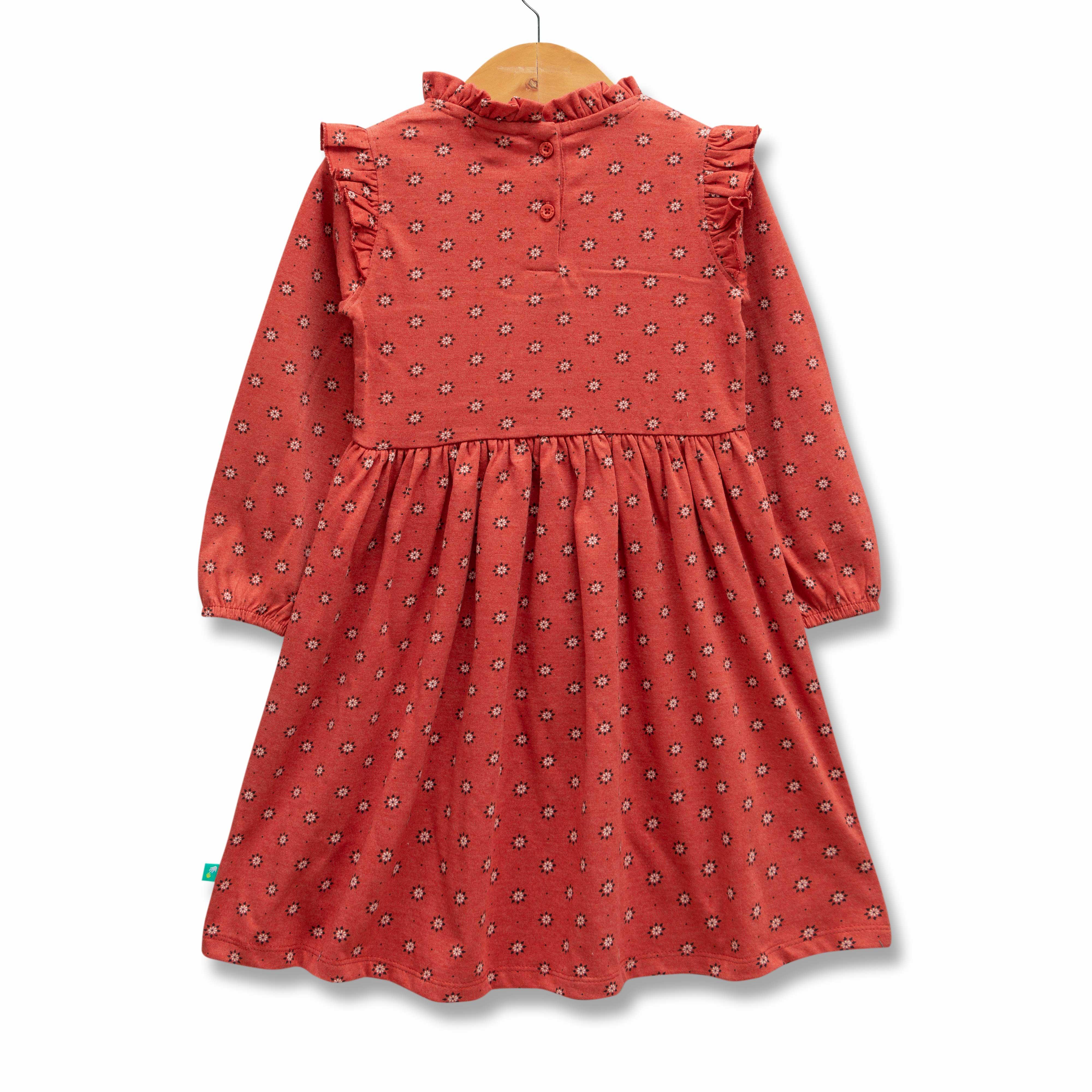Baby Girls All Over Printed Knee Length Fit & Flare Dress - Juscubs
