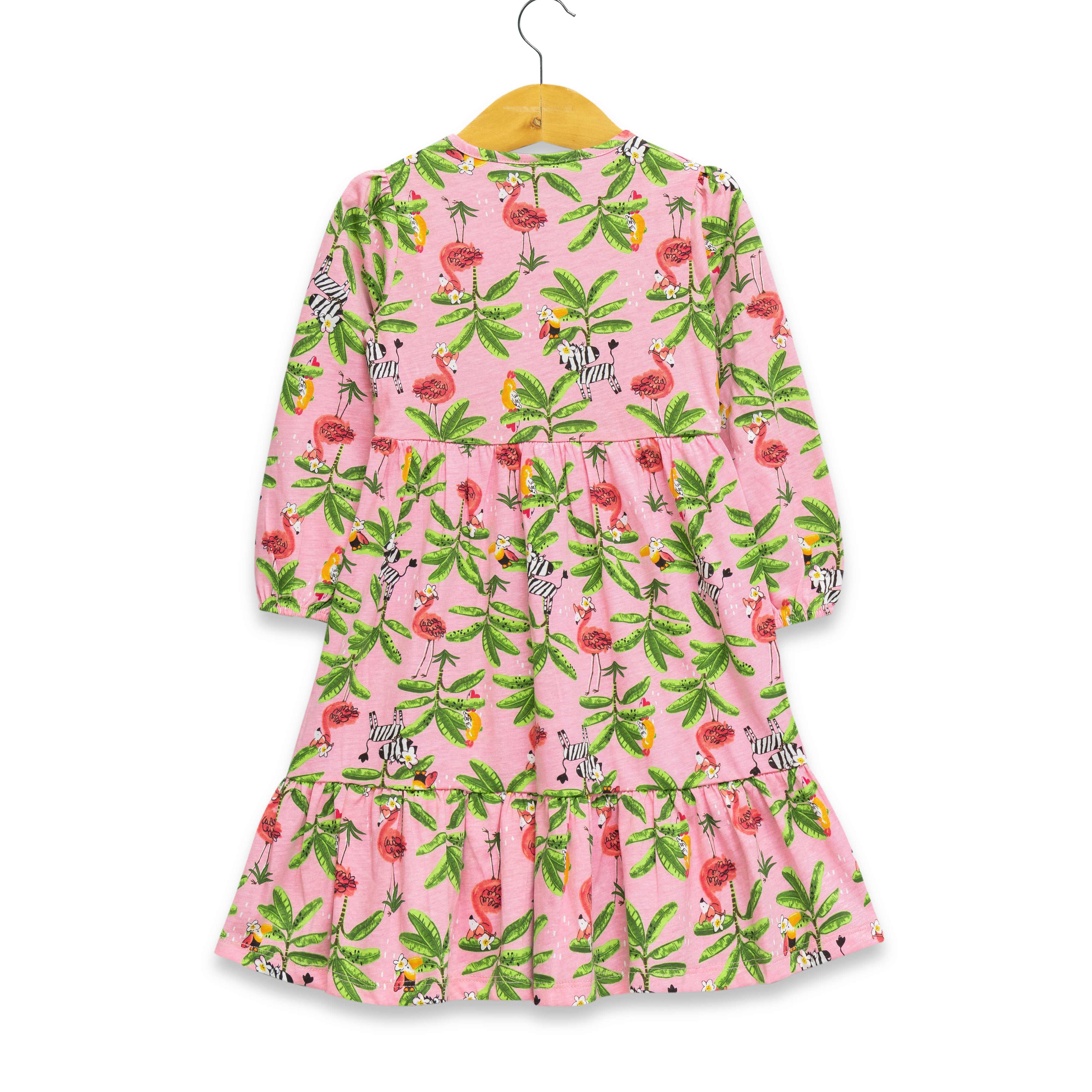 Tropical Print A-Line Dress - Juscubs