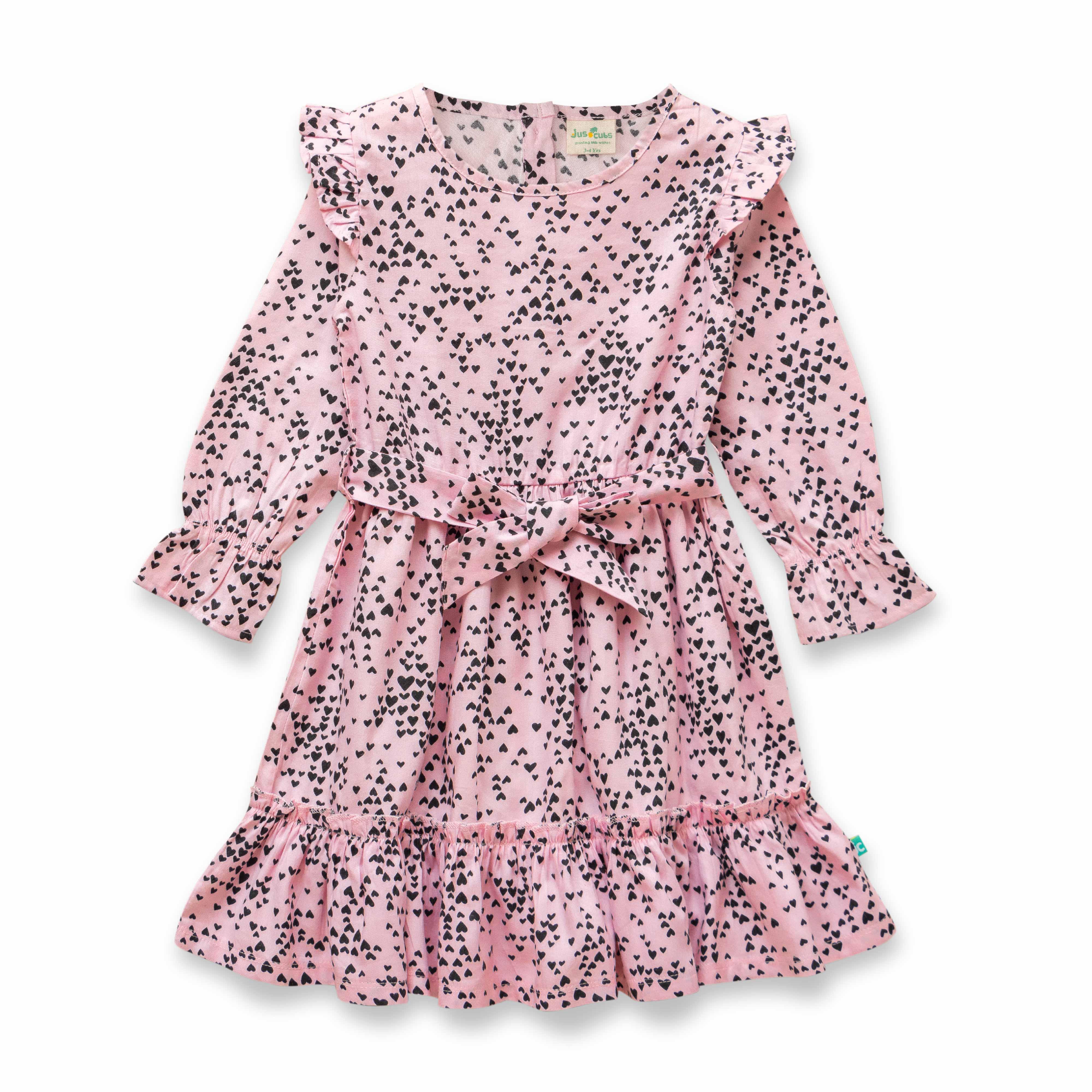 Young Girls All Over Printed Dress - Juscubs