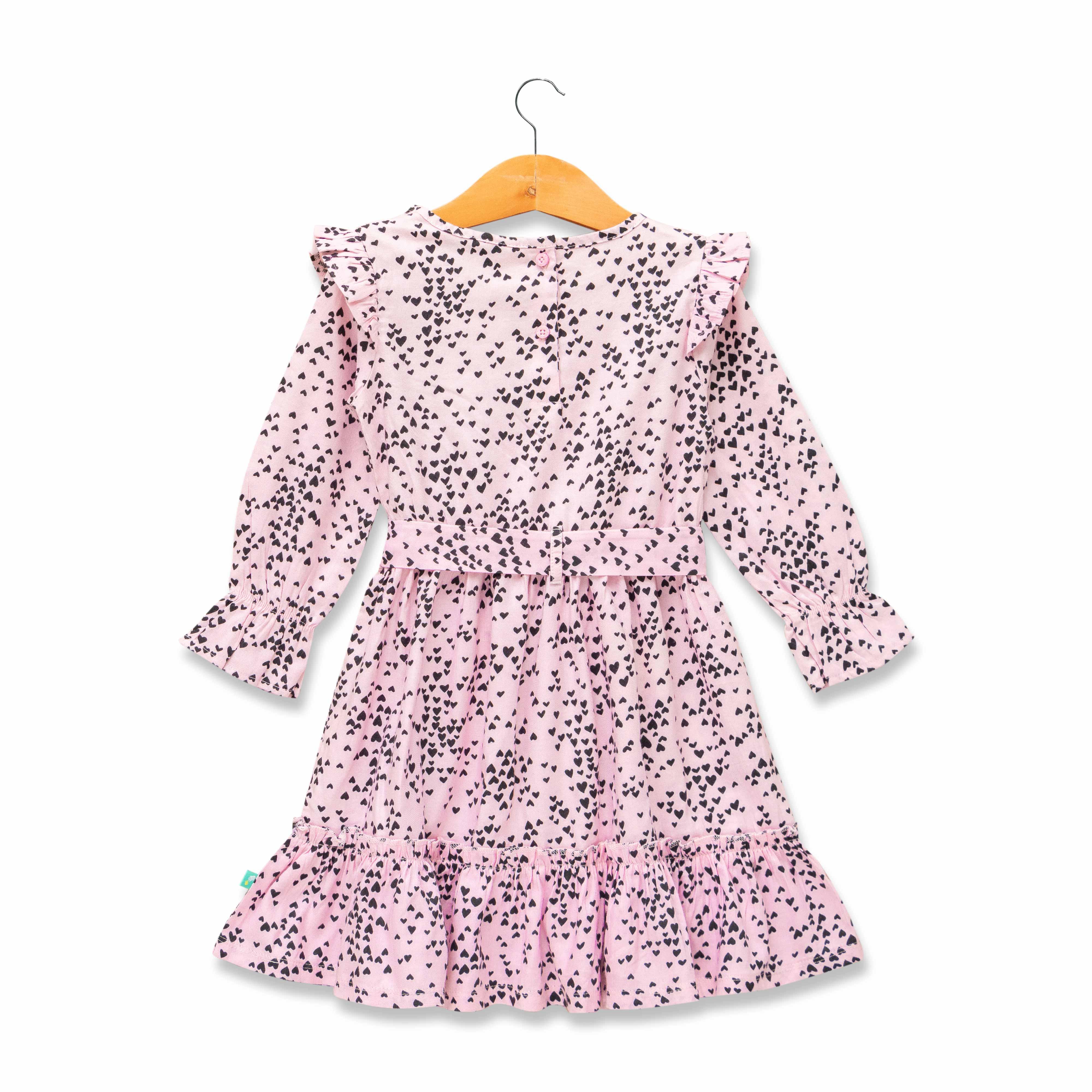 Young Girls All Over Printed Dress - Juscubs