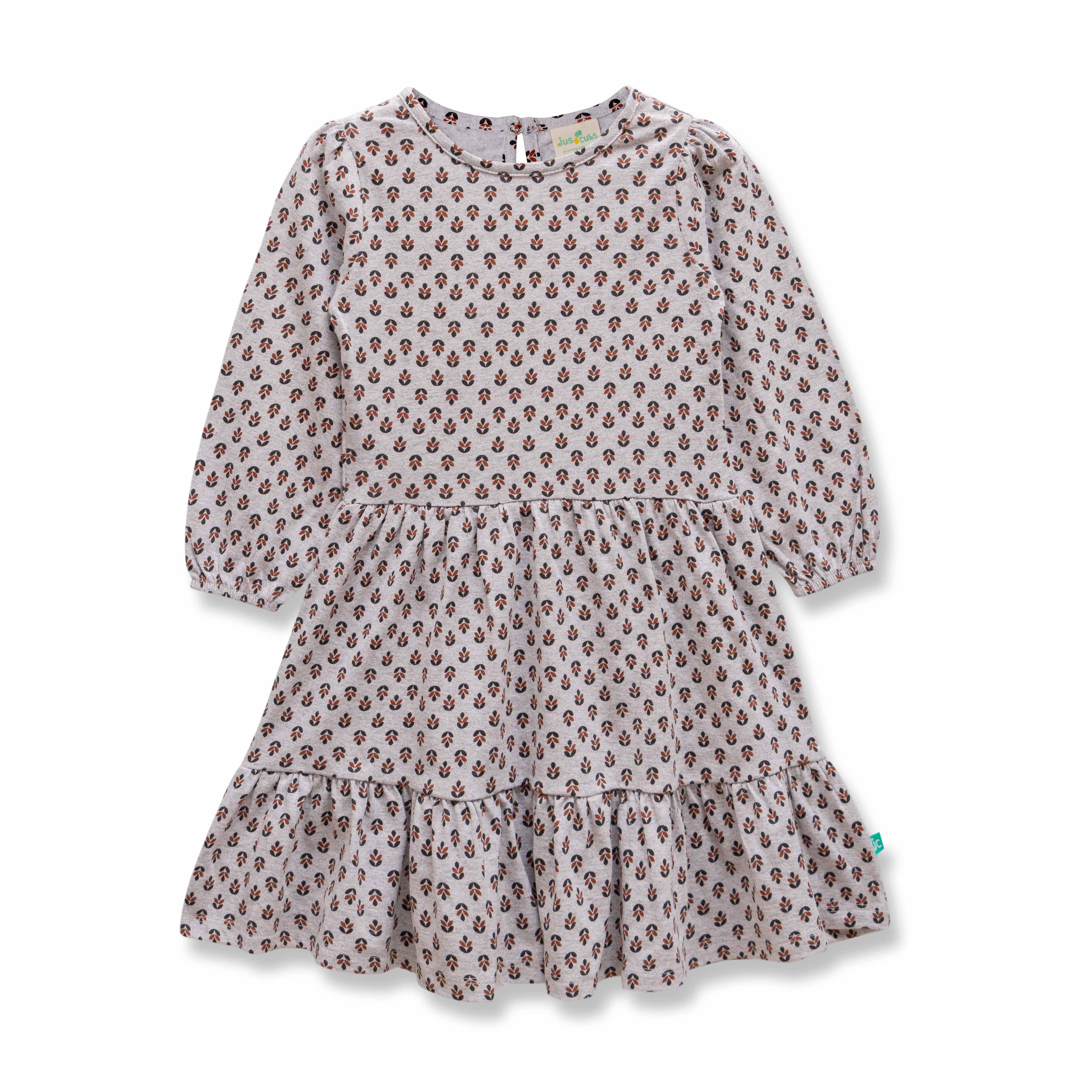 Young Girls All Over Printed Knee Length Fit & Flare Dress - Juscubs