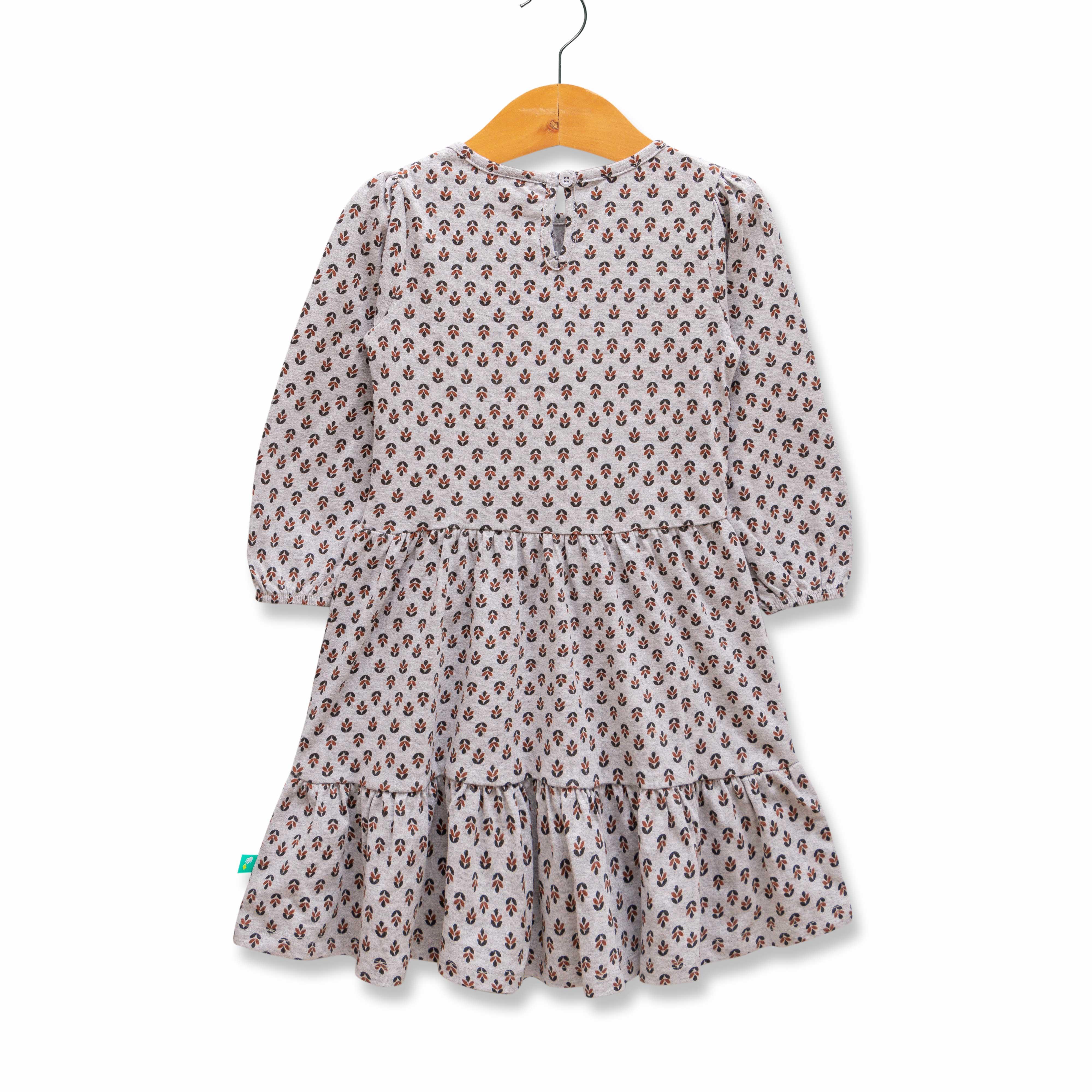 Young Girls All Over Printed Knee Length Fit & Flare Dress - Juscubs