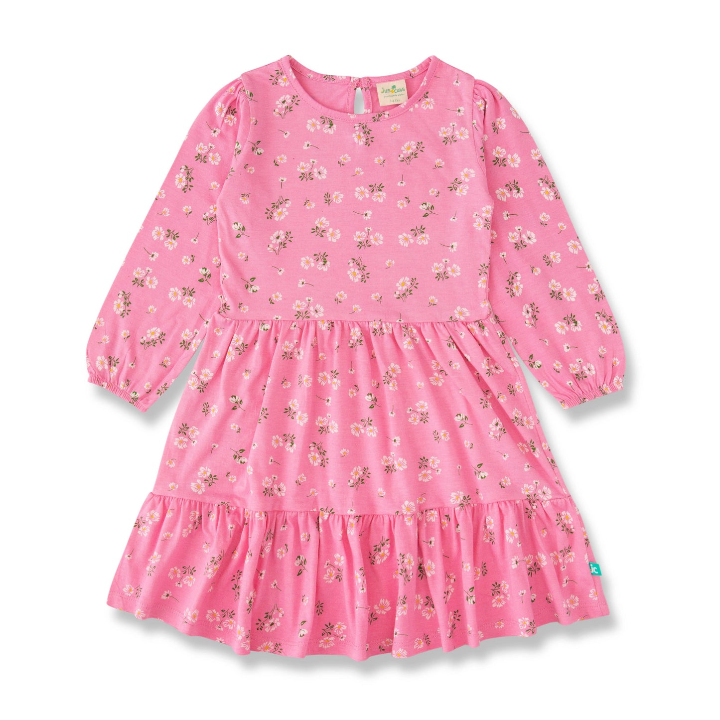 Young Girls All Over Printed Knee Length Fit & Flare Dress - Juscubs