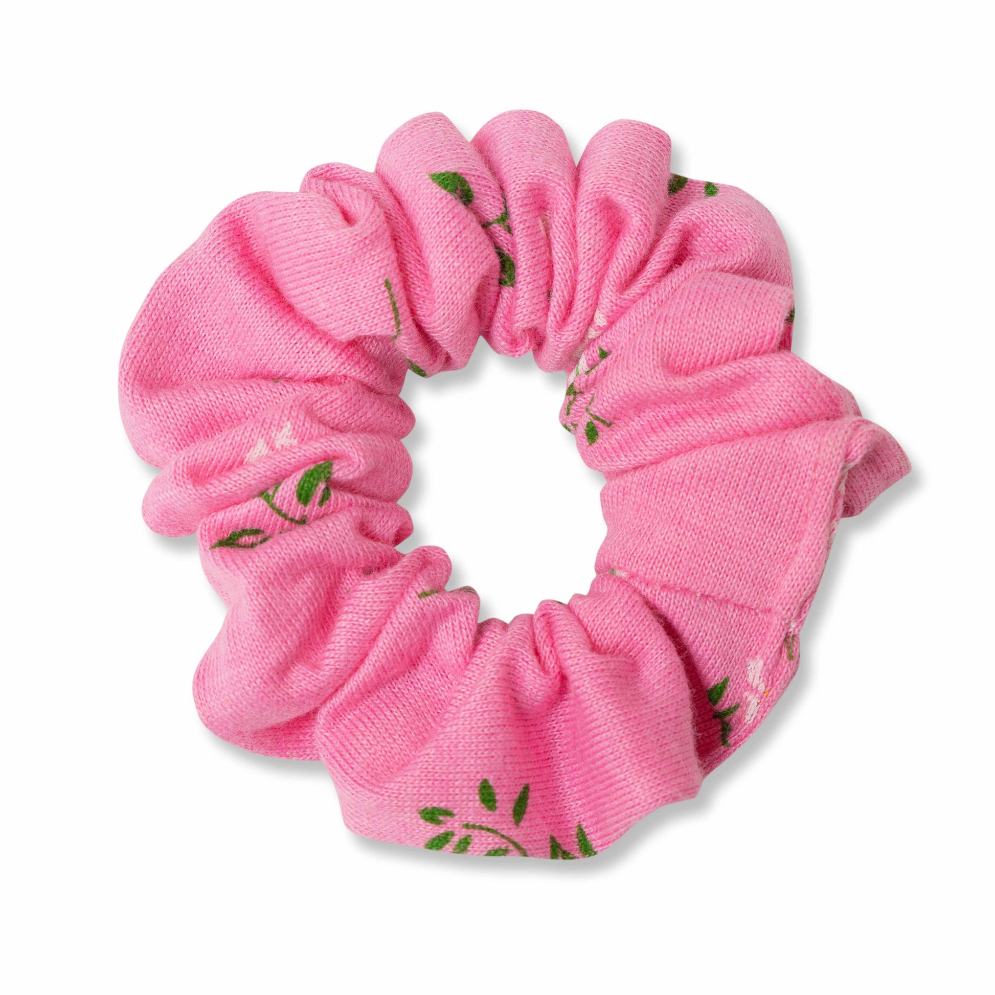 "Girls' Long Sleeve Pink Floral Print Cotton Dress with Ruffle Hem"