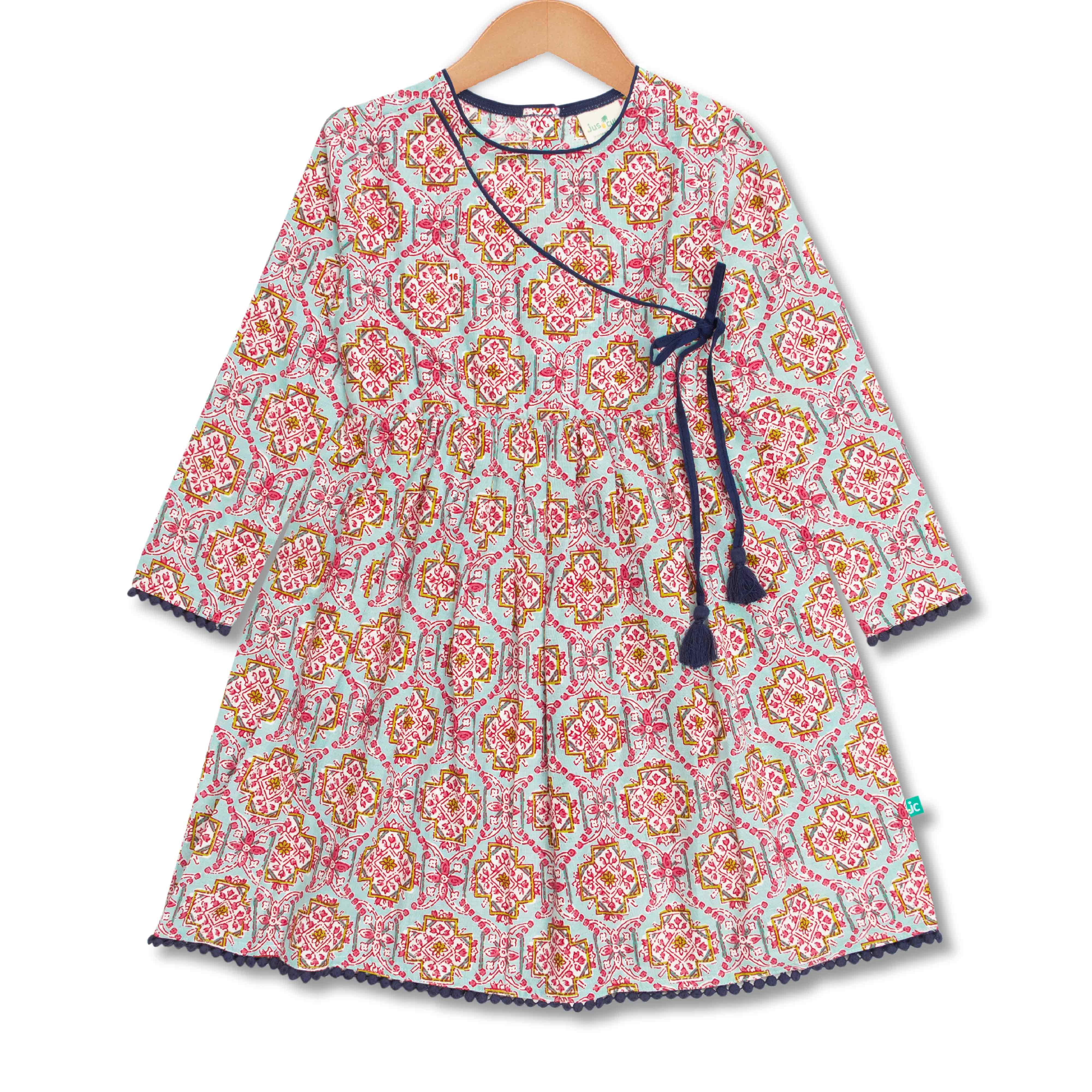 Young Girls All Over Printed Full Sleeve Dress