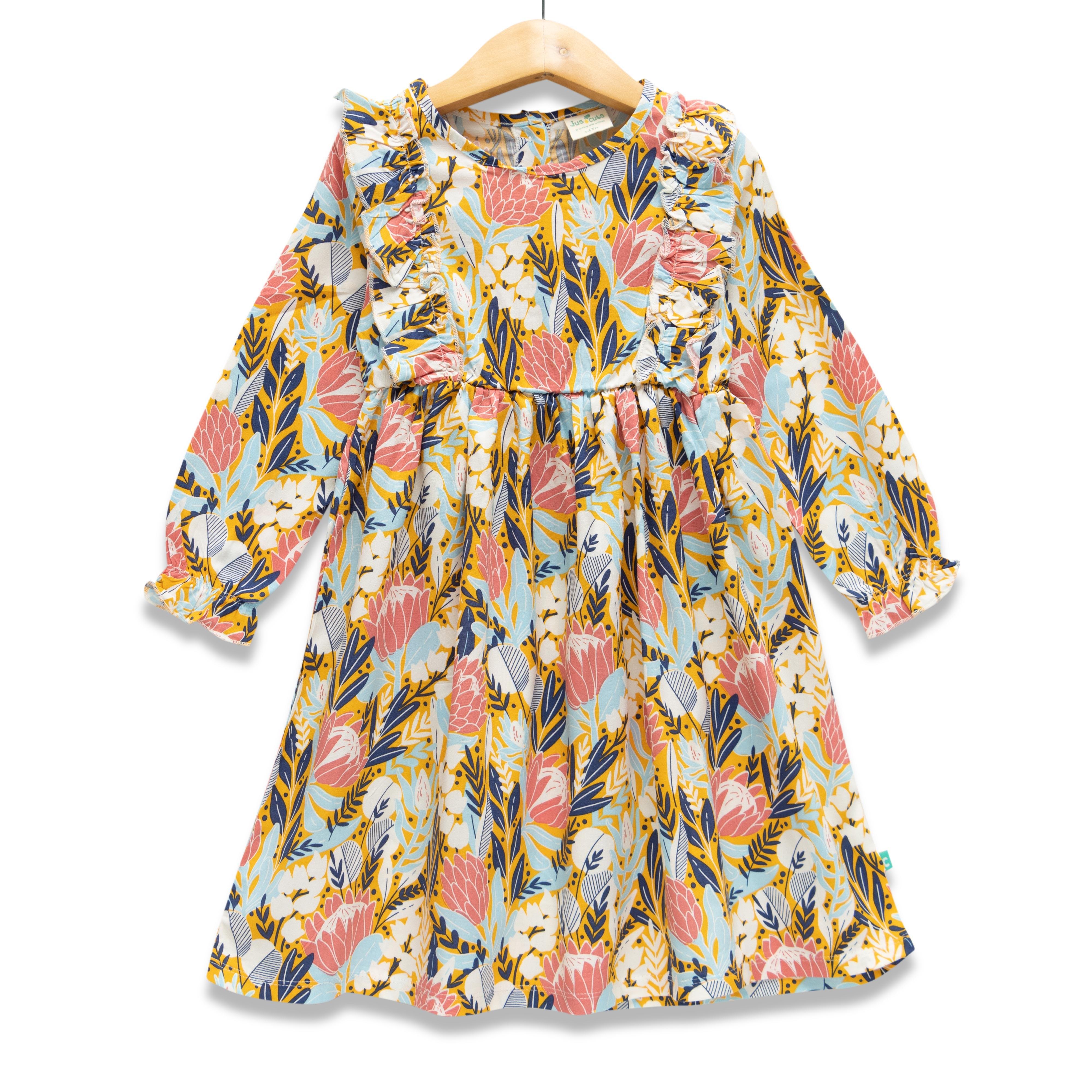 Young Girls All Over Printed Fit & Flare Dress - Juscubs