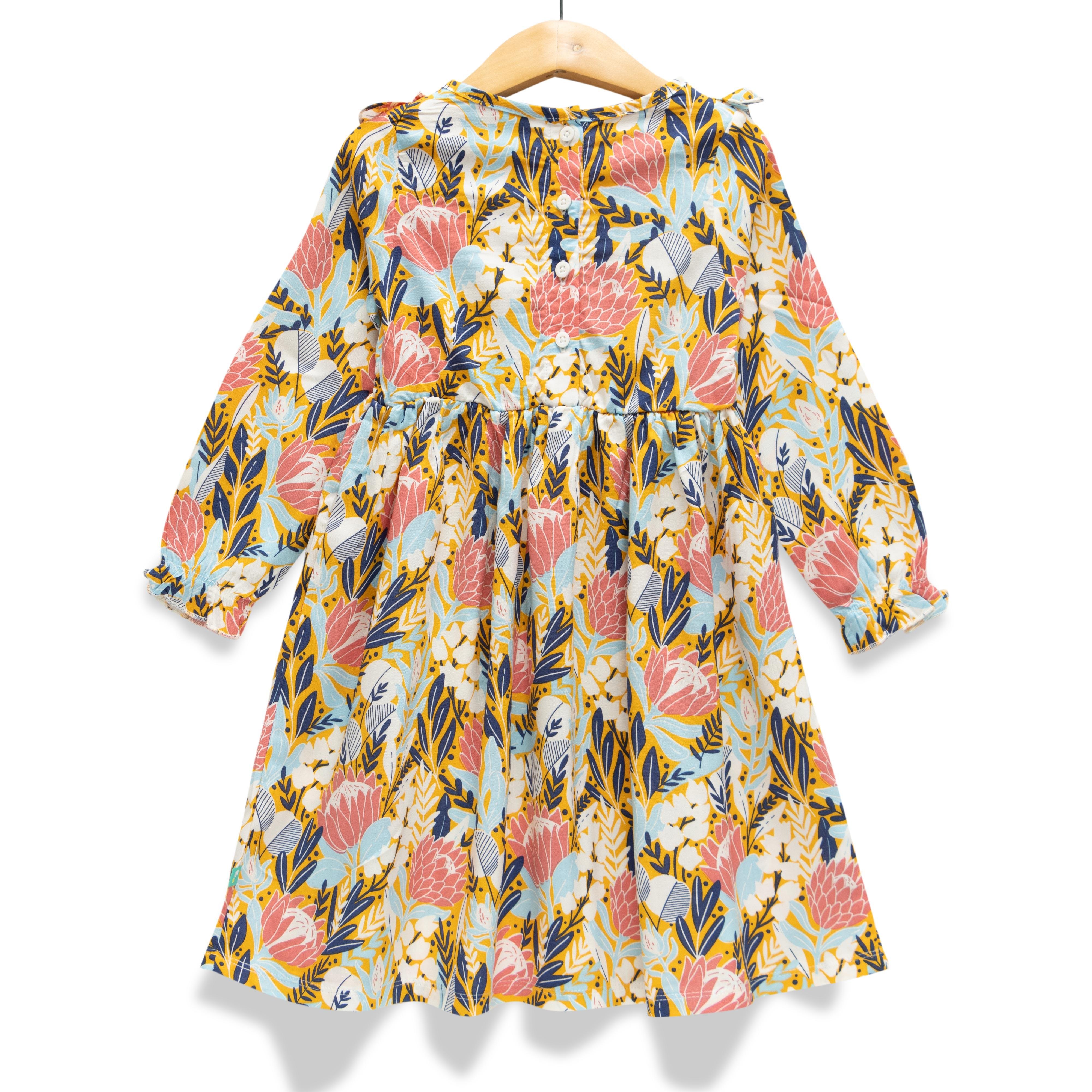 Young Girls All Over Printed Fit & Flare Dress - Juscubs