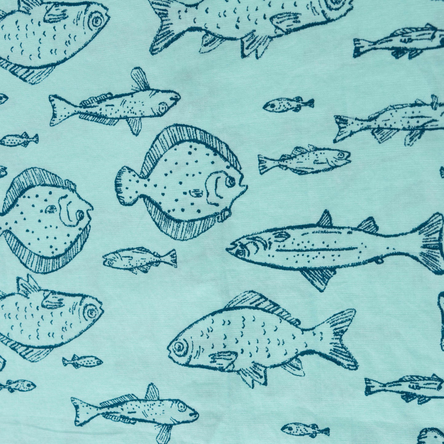 "Boys' Aqua Blue Fish Print Shirt and Navy Shorts Set – Ocean Explorer Summer Outfit"
