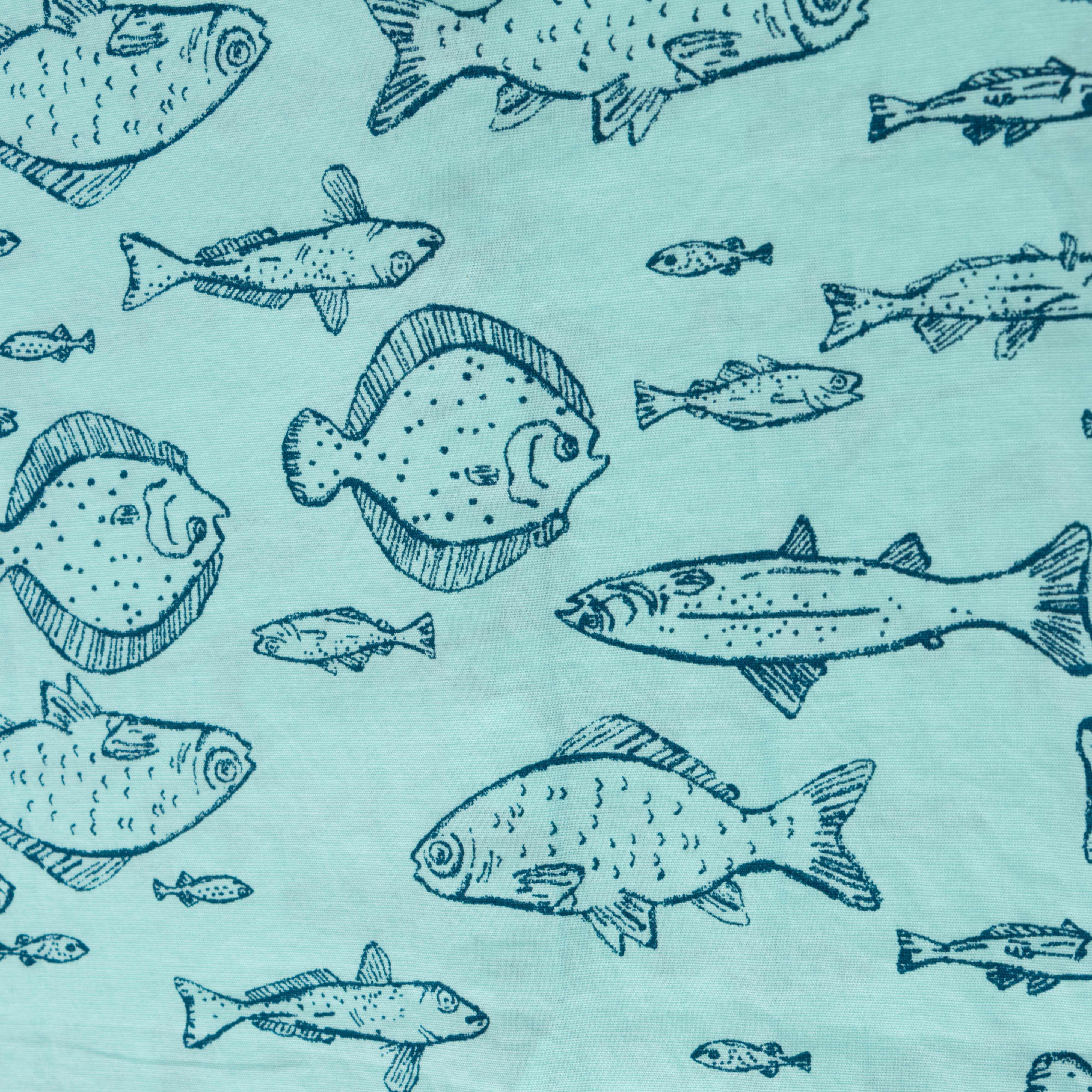 "Boys' Aqua Blue Fish Print Shirt and Navy Shorts Set – Ocean Explorer Summer Outfit"