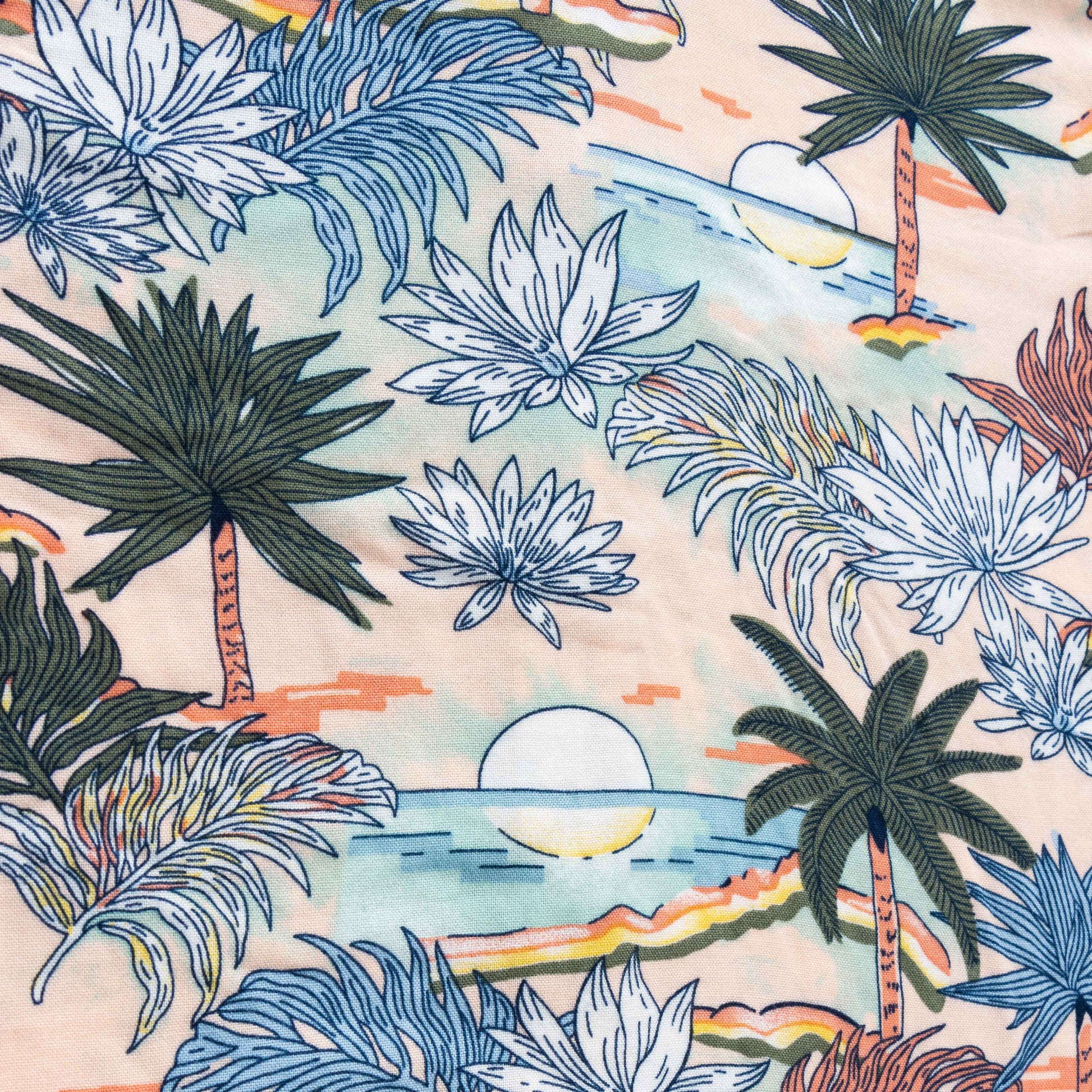 "Boys' Tropical Print Short Sleeve Button-Up Shirt – Sunset Beach Theme"