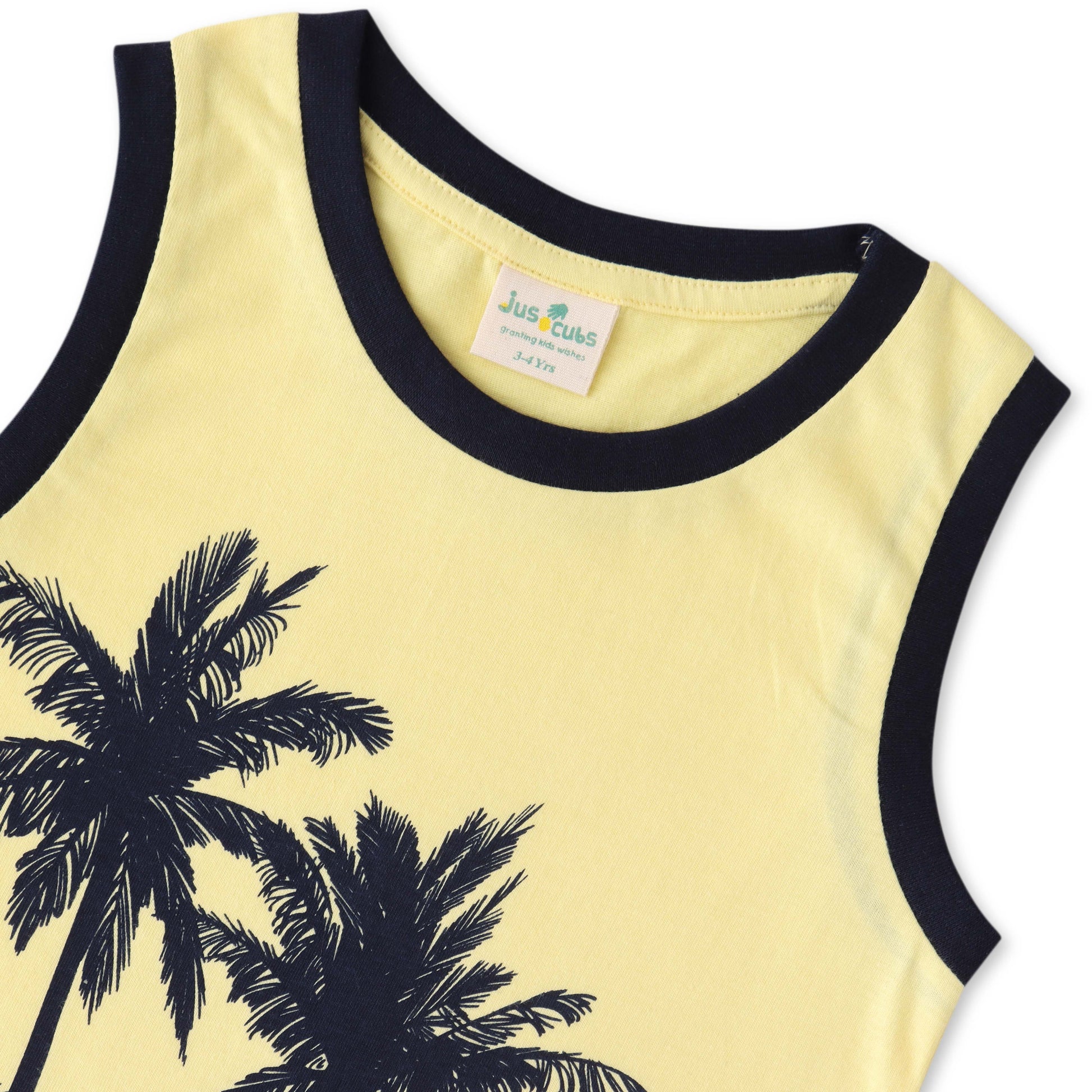 Tropical Sunset Print Sleeveless T-shirt for Kids – Soft Cotton Casual Wear
