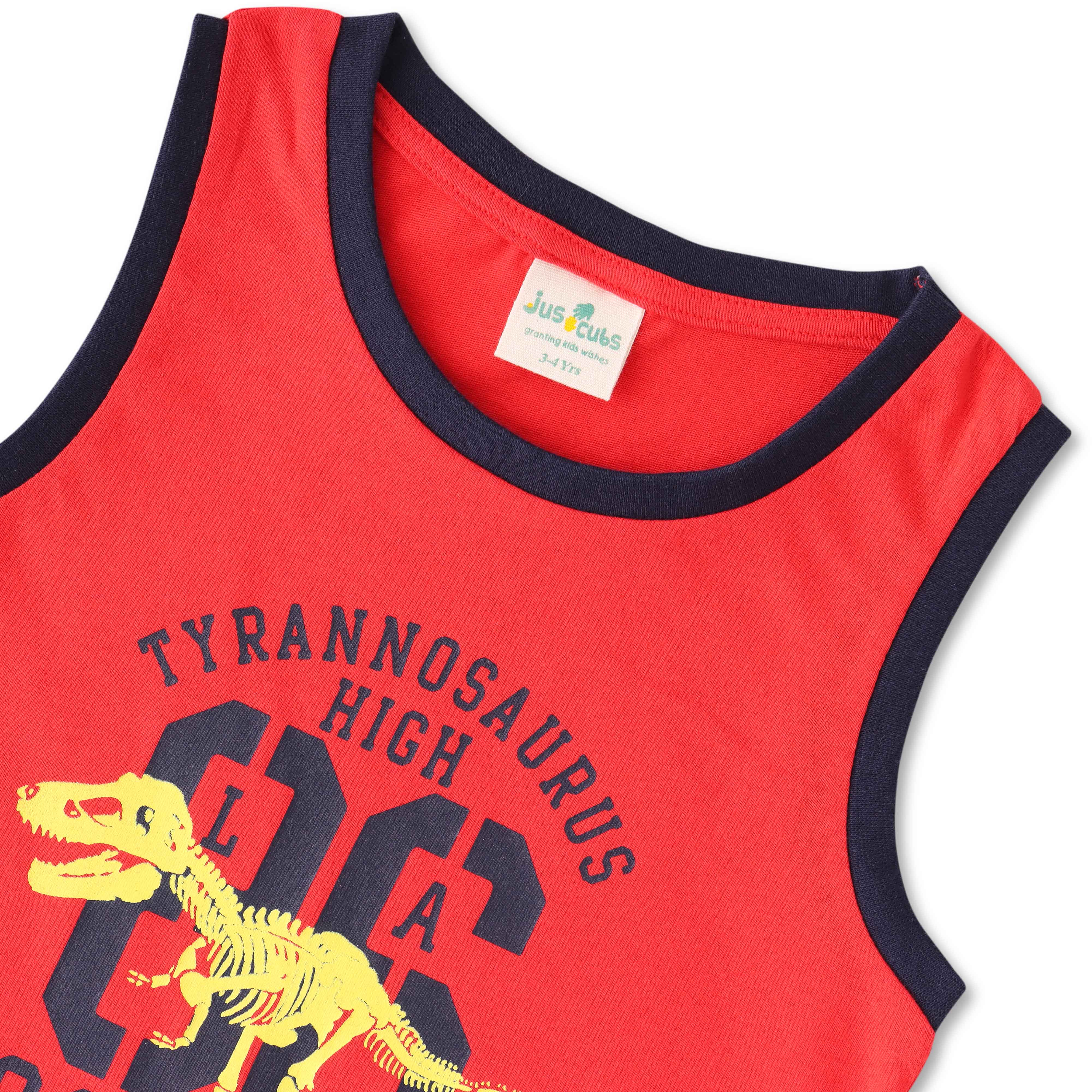 Dinosaur Graphic Sleeveless T-shirt for Kids – Soft Cotton Casual Wear