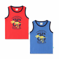 Boys' Sleeveless T-shirt Set – Dinosaur Print (Pack of 2)