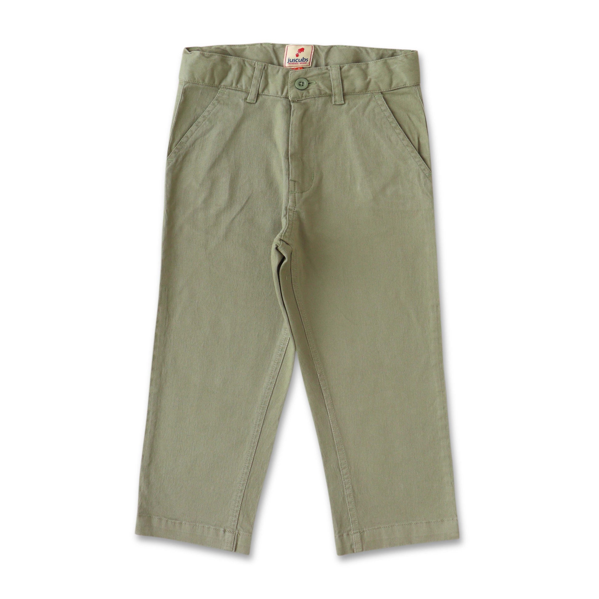 Boys' Classic Beige Cotton Front Button Chino Pants