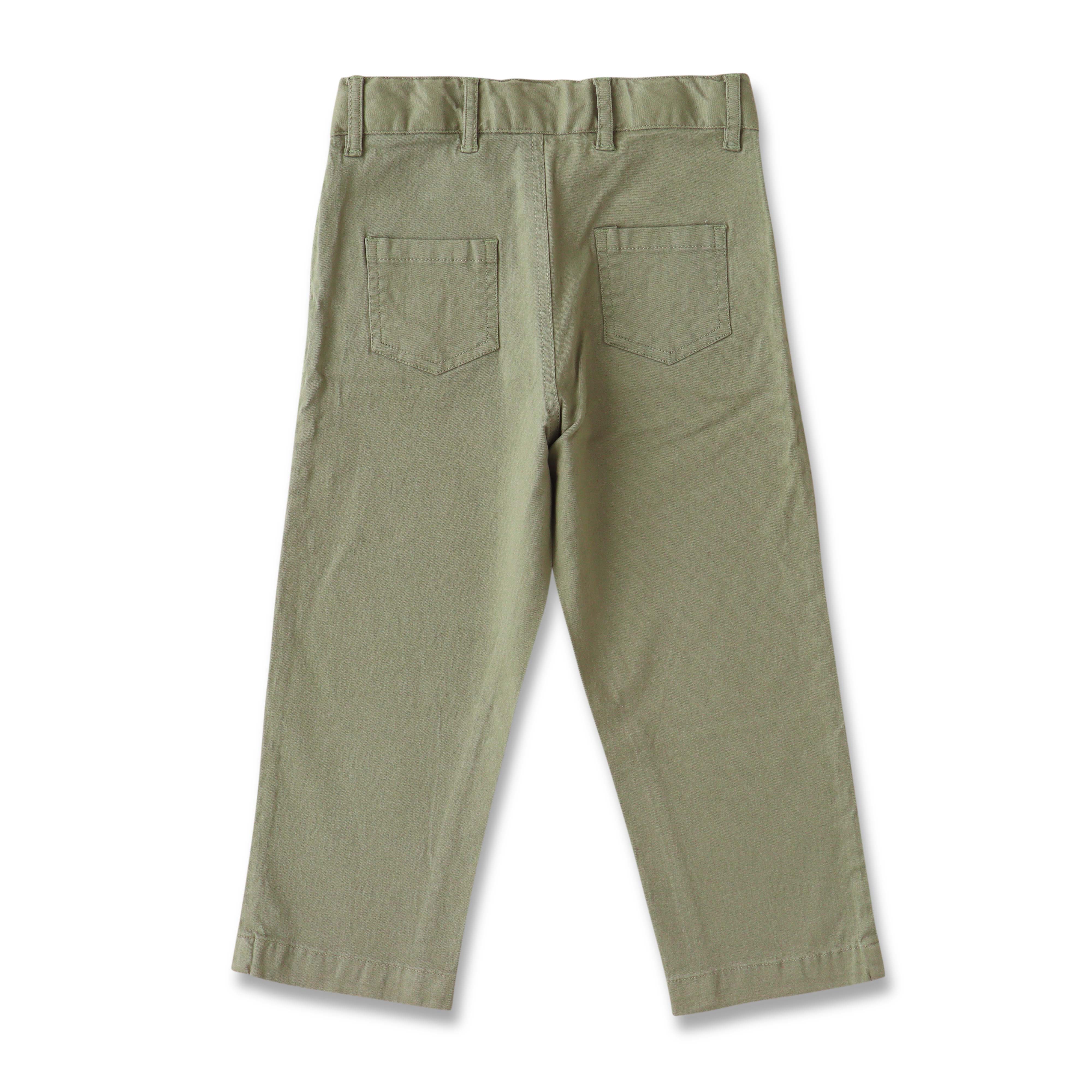 Boys' Classic Beige Cotton Front Button Chino Pants