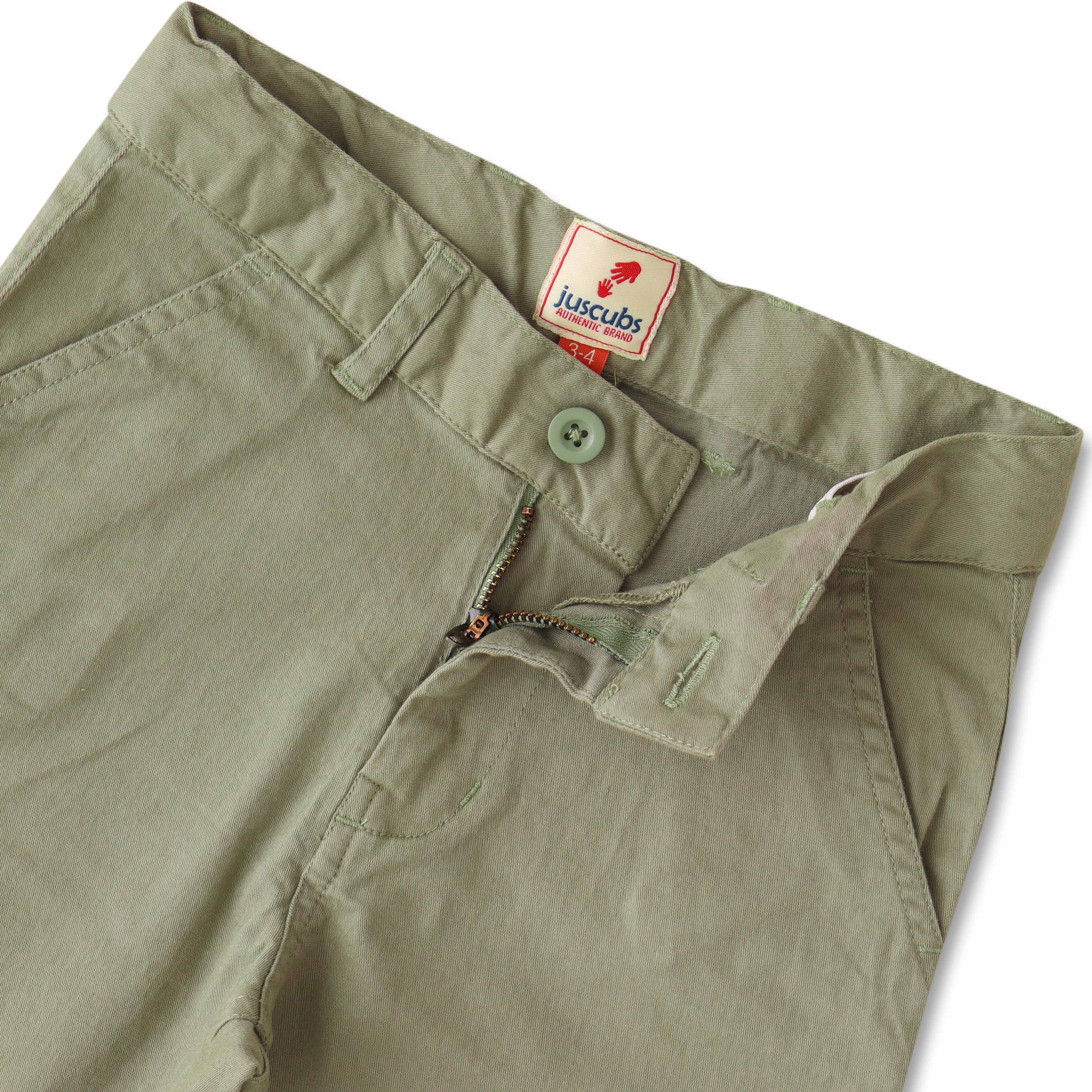 Boys' Classic Beige Cotton Front Button Chino Pants