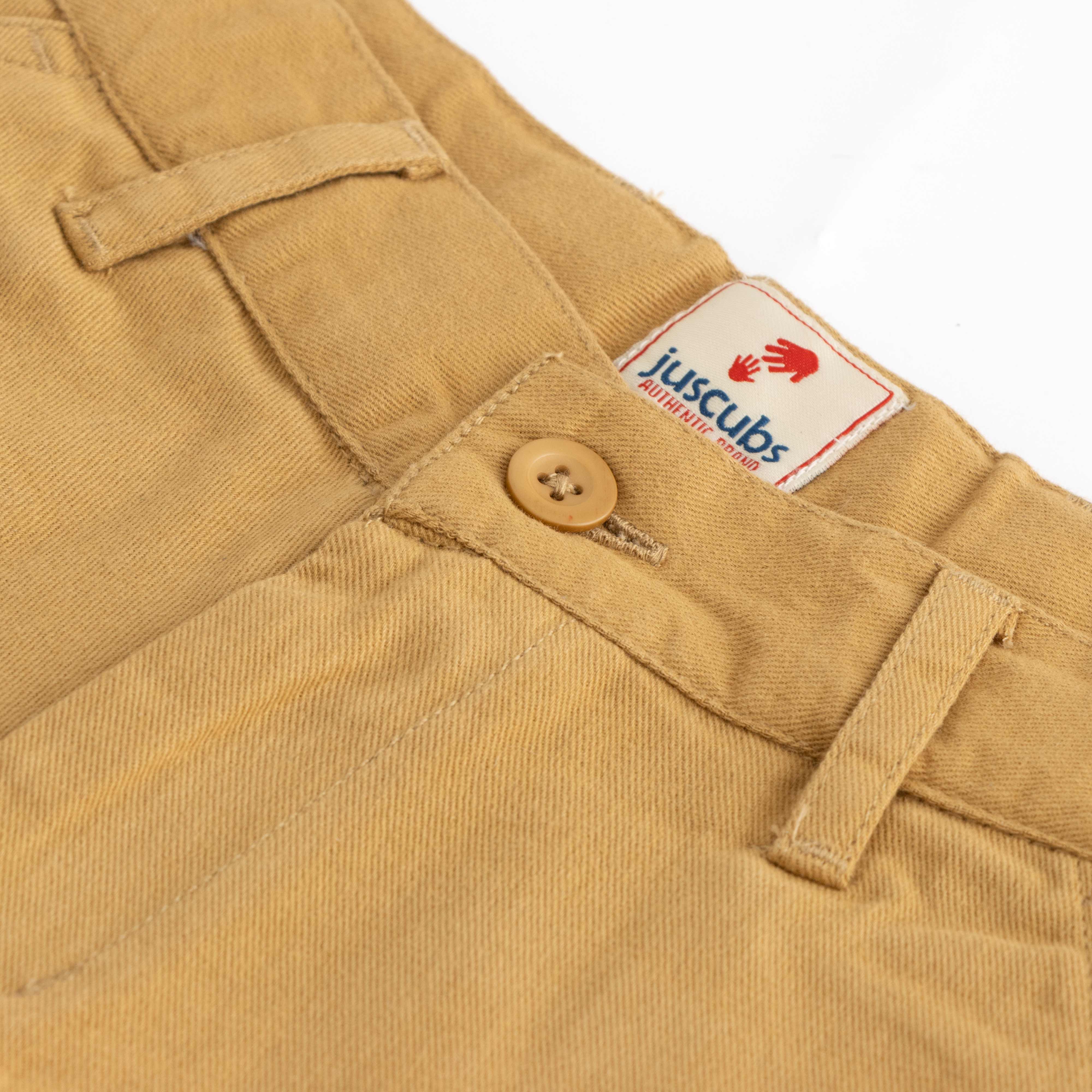 Boys' Stylish Mustard Cotton Shorts with Button Closure & Cuffed Hem