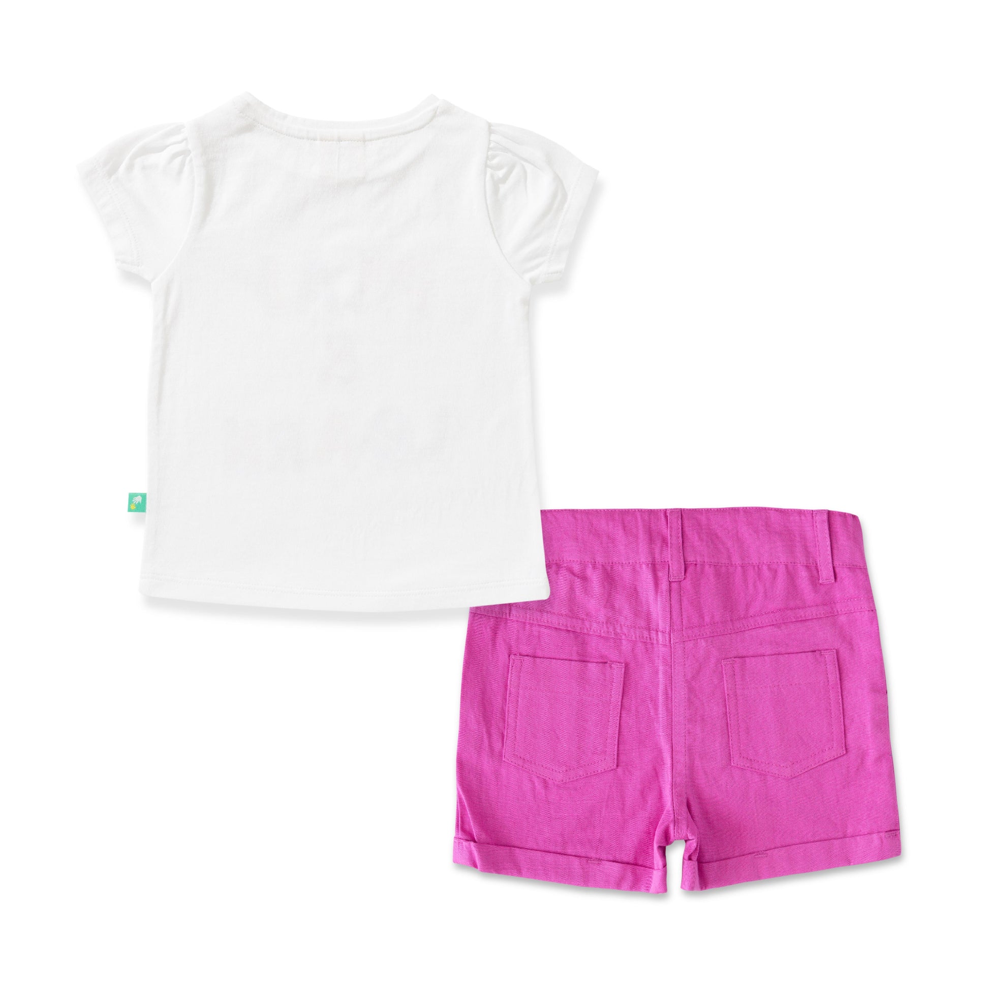 Baby Girls' Play & Learn Outfit Set – Graphic T-Shirt & Pink Shorts, Fun & Casual Wear