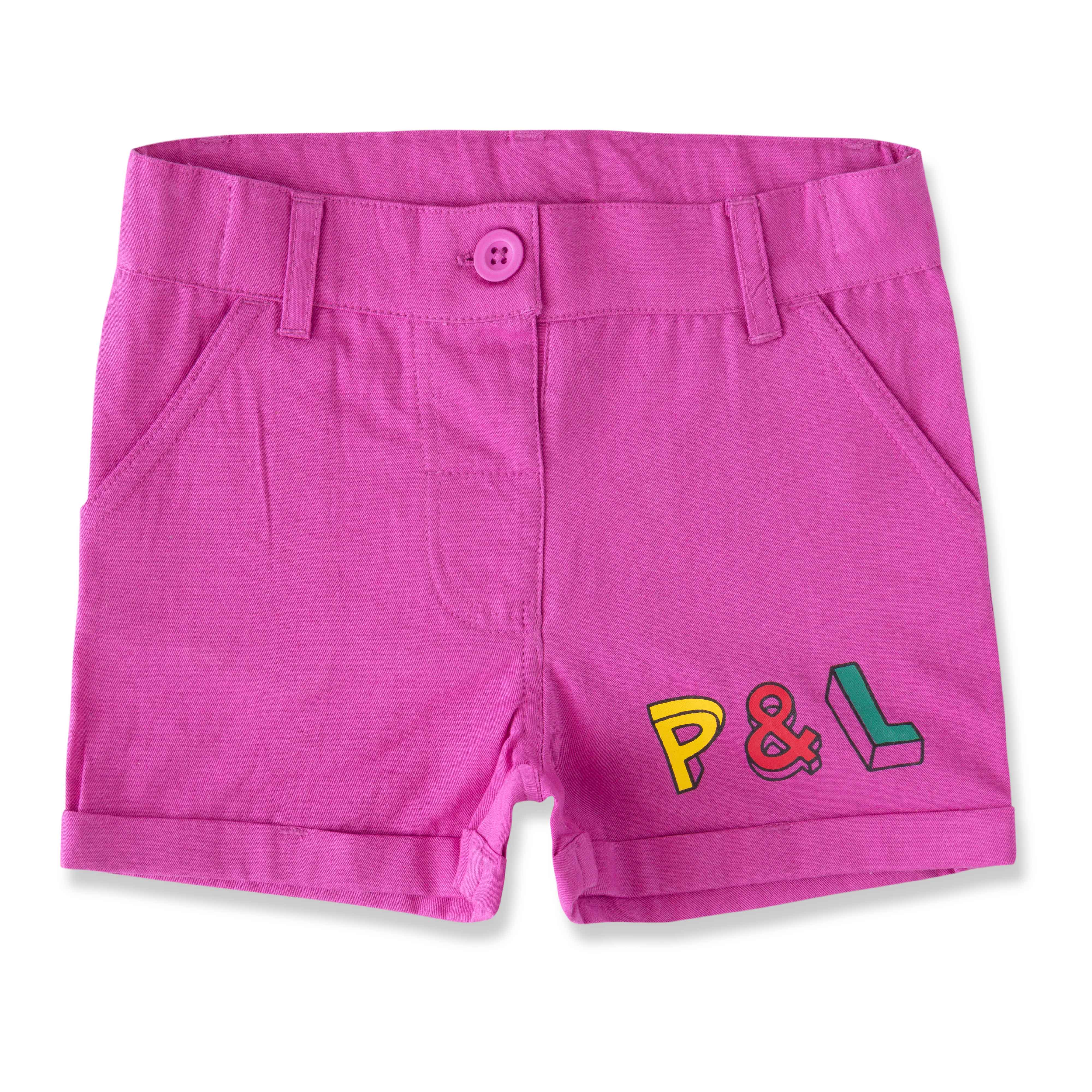 Baby Girls' Play & Learn Outfit Set – Graphic T-Shirt & Pink Shorts, Fun & Casual Wear