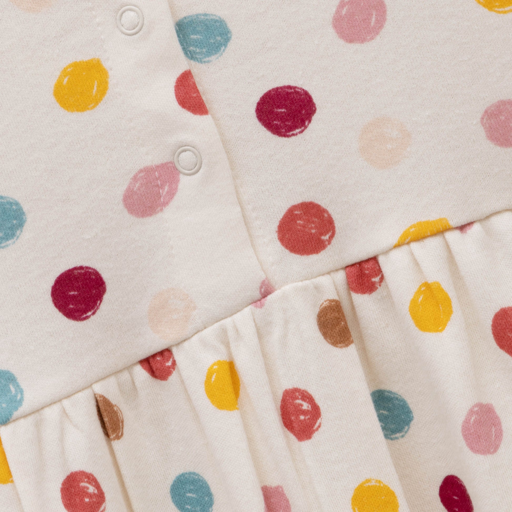 "Baby Girls Short Sleeve Polka Dot A-Line Dress – 100% Cotton, Lightweight & Breathable"